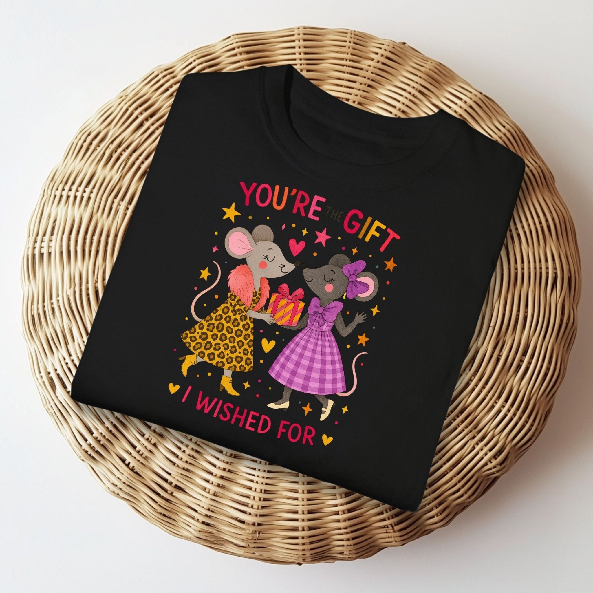 You're the Gift I Wished For Tee, Comfort Colours Lesbian Birthday Shirt, Mouse Couple T-Shirt for Her, Cute LGBTQ Gift for Girlfriend - Craig Michael Design