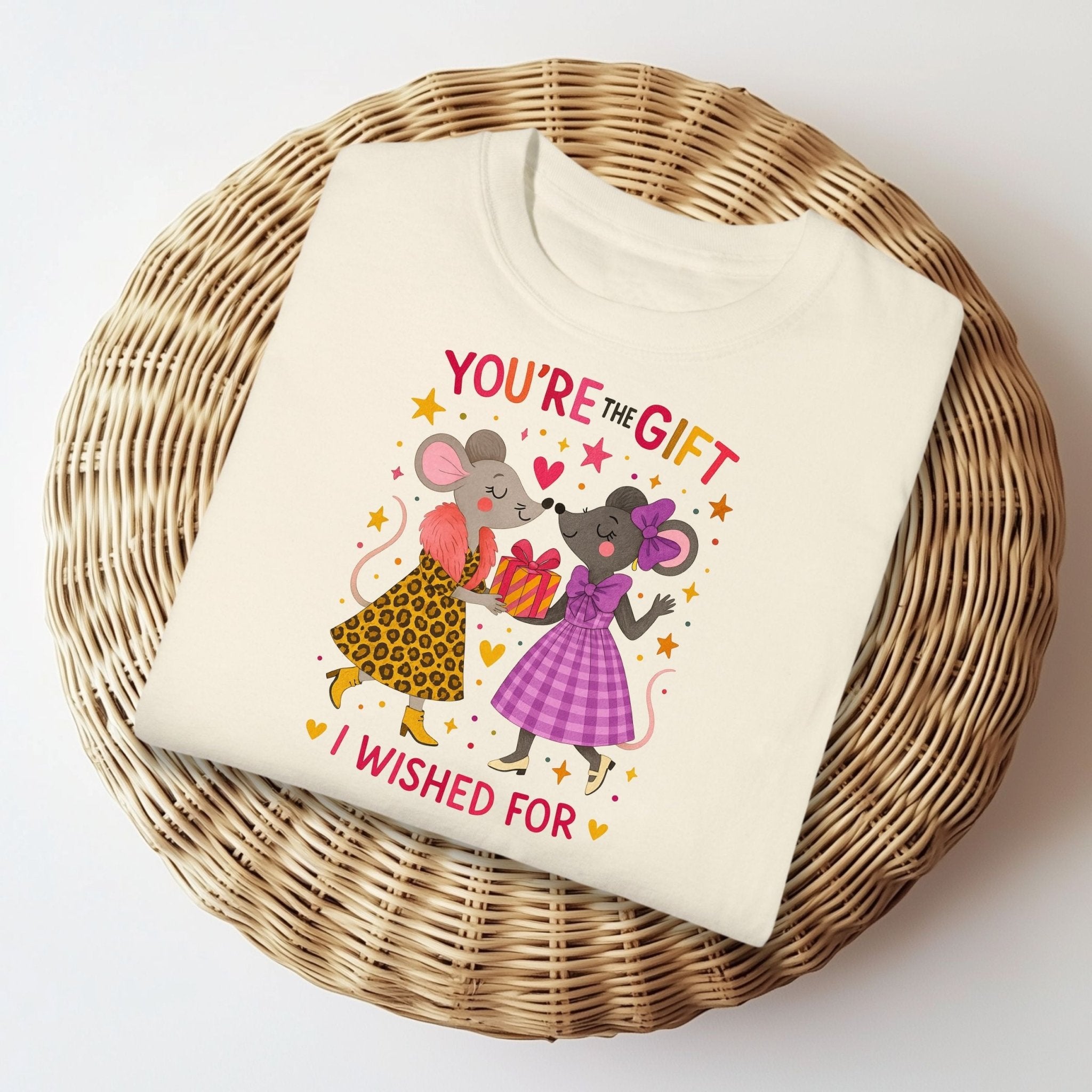 You're the Gift I Wished For Tee, Comfort Colours Lesbian Birthday Shirt, Mouse Couple T-Shirt for Her, Cute LGBTQ Gift for Girlfriend - Craig Michael Design