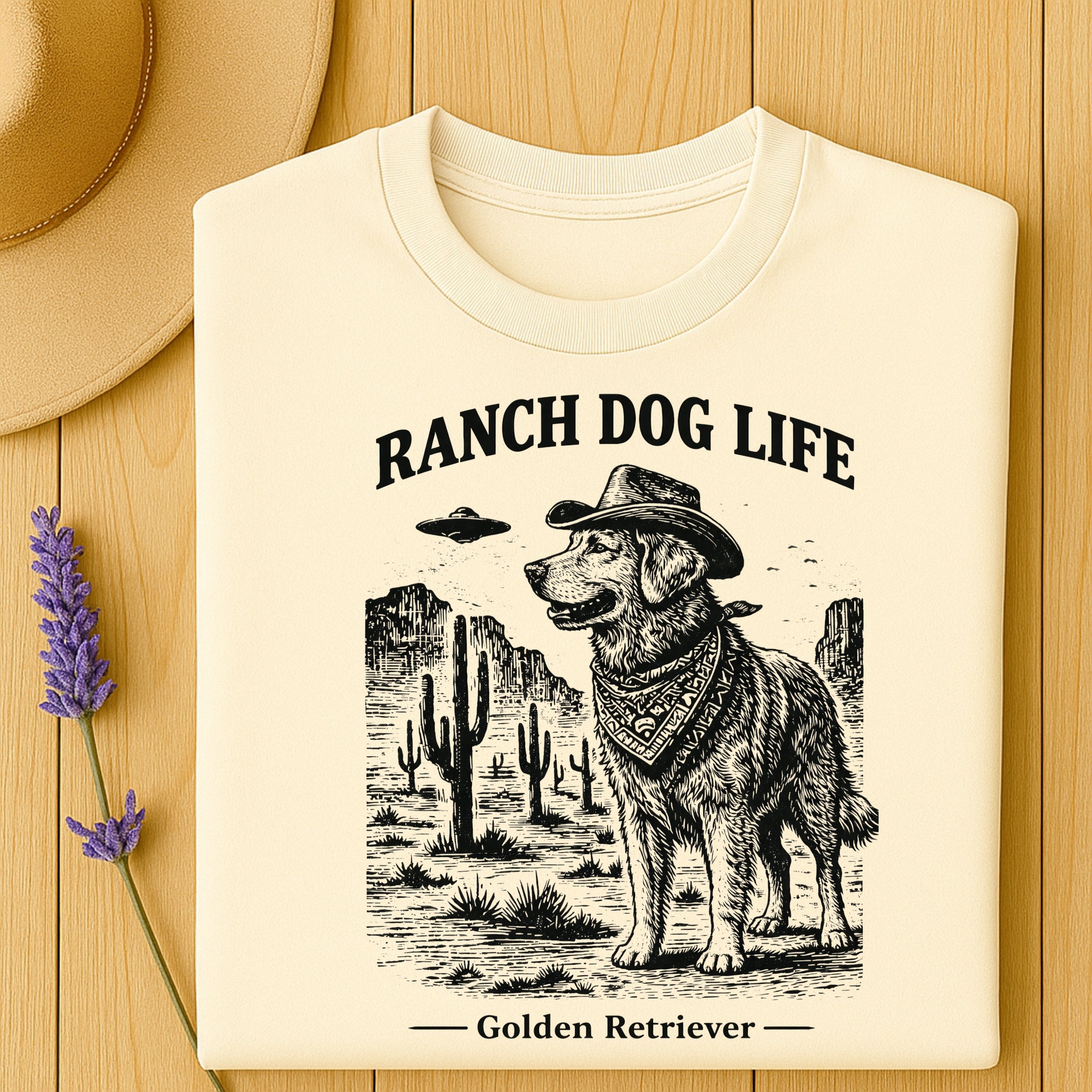 Ranch Dog Life Golden Retriever Graphic T-Shirt