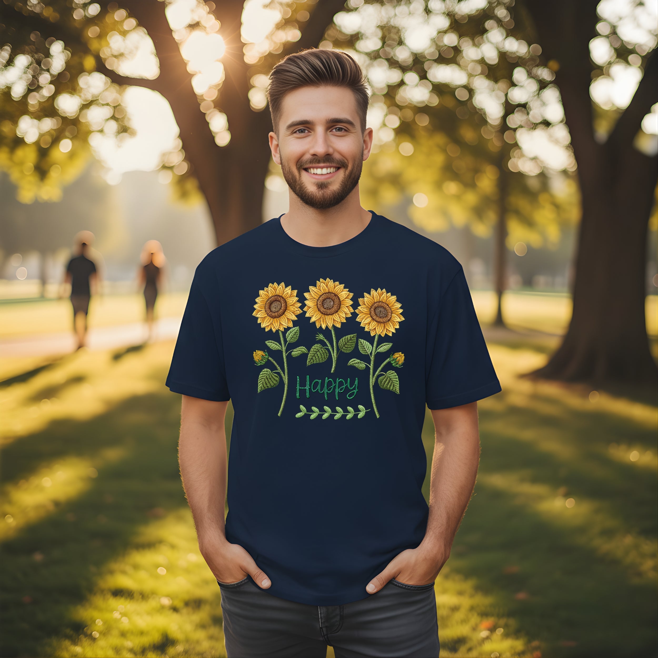 Happy Sunflowers Graphic T-shirt for Casual Summer Wear