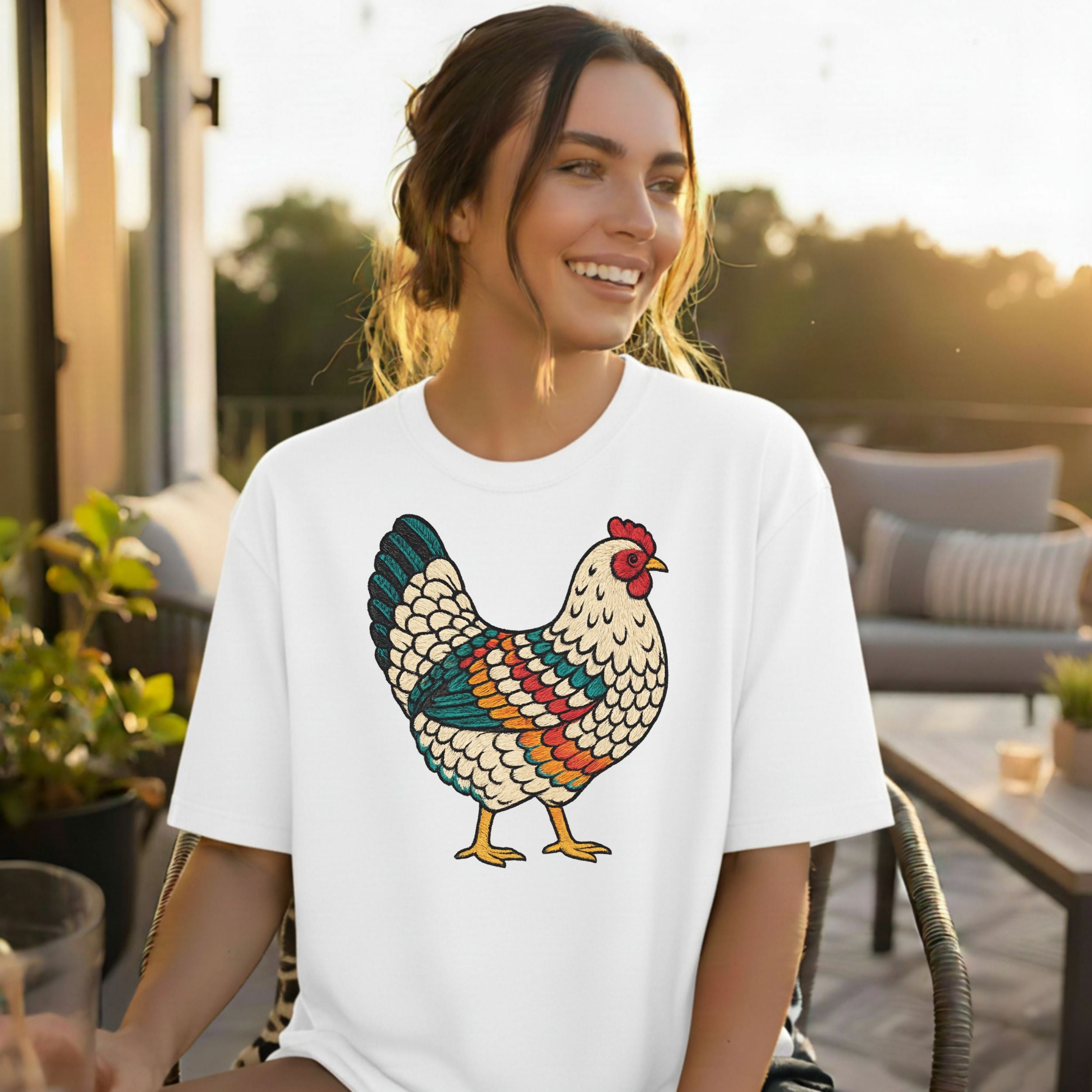 Colorful Rooster Print Design Short Sleeve T-shirt