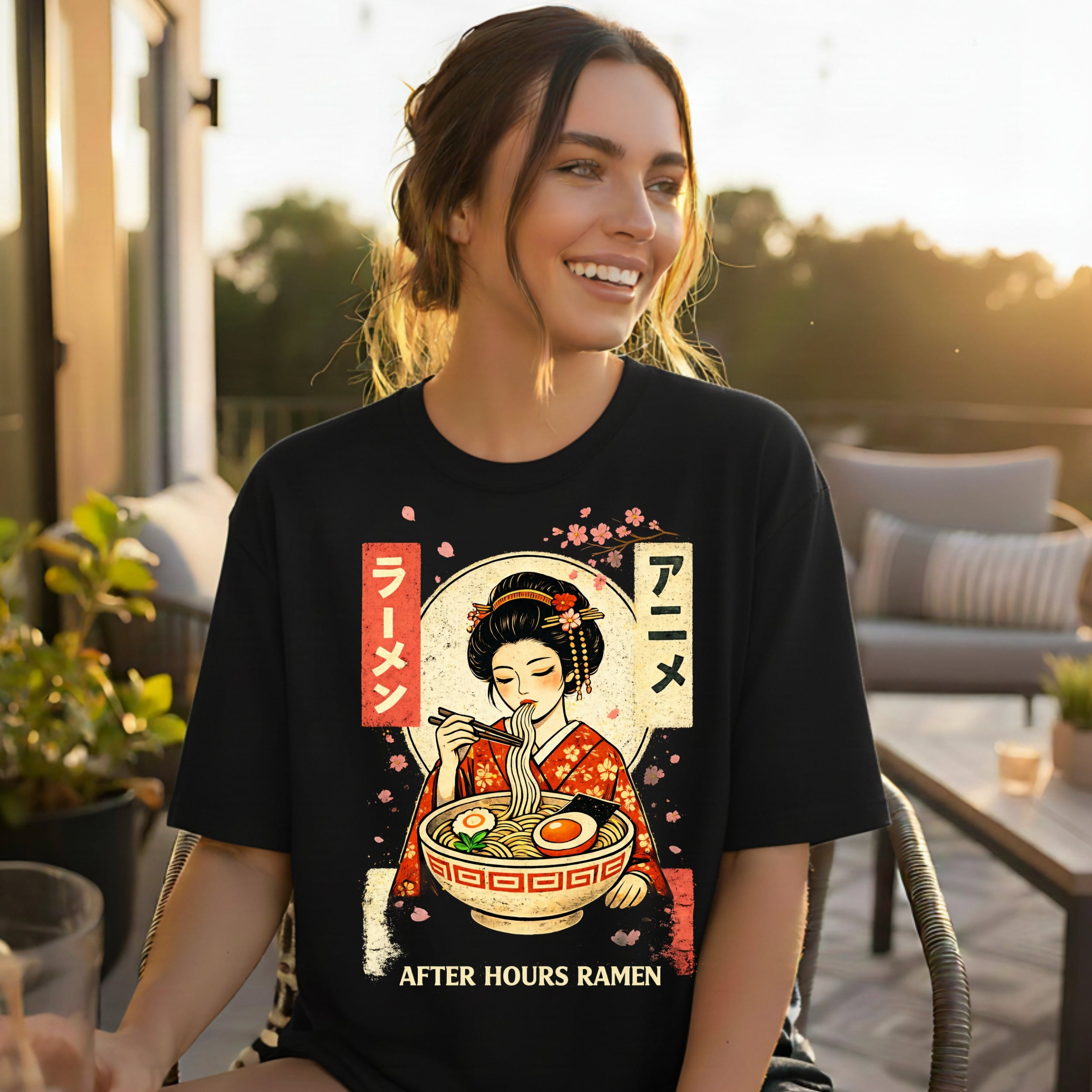 After Hours Ramen Geisha Anime Graphic T-Shirt
