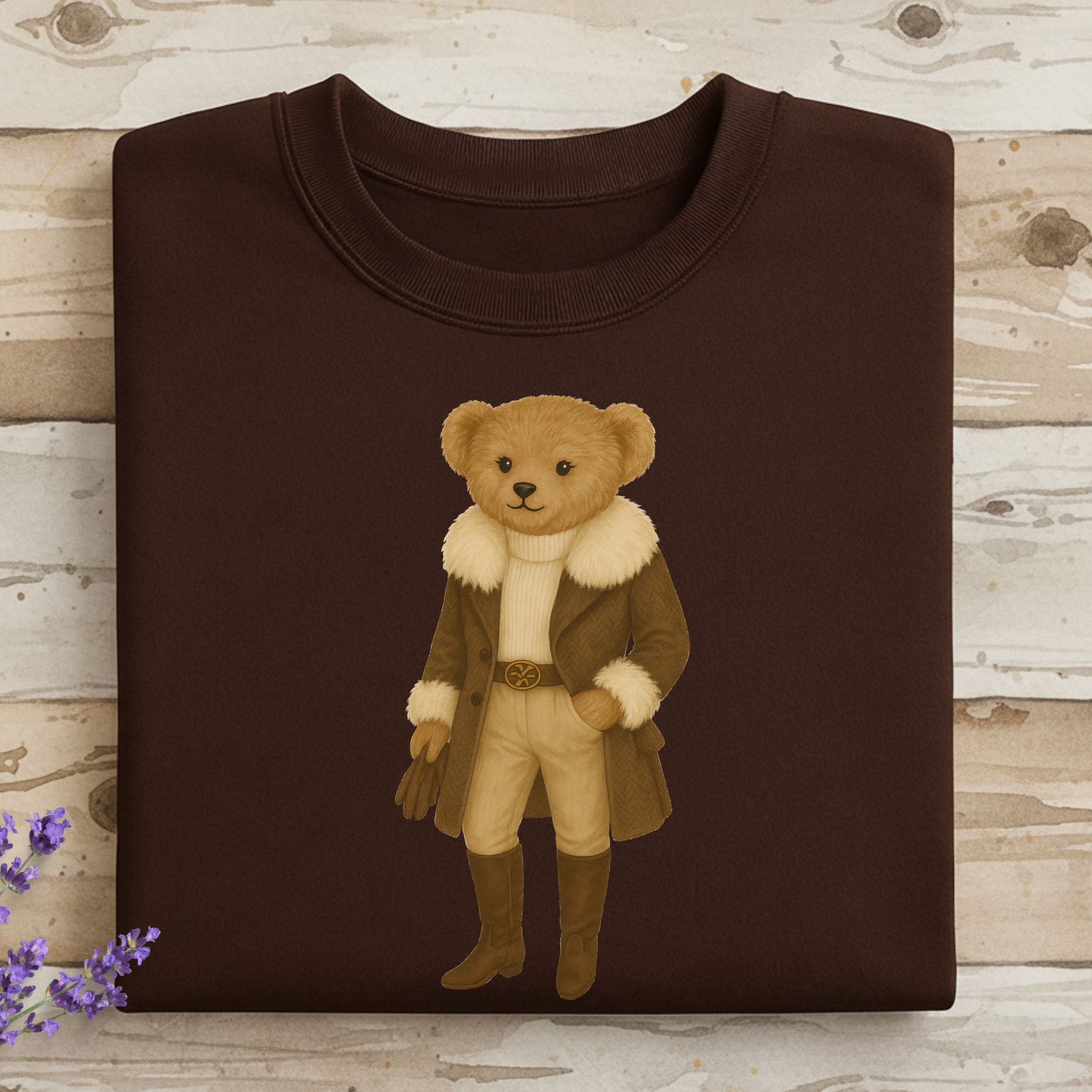 Adorable Teddy Bear in Coat Graphic Design Sweatshirt