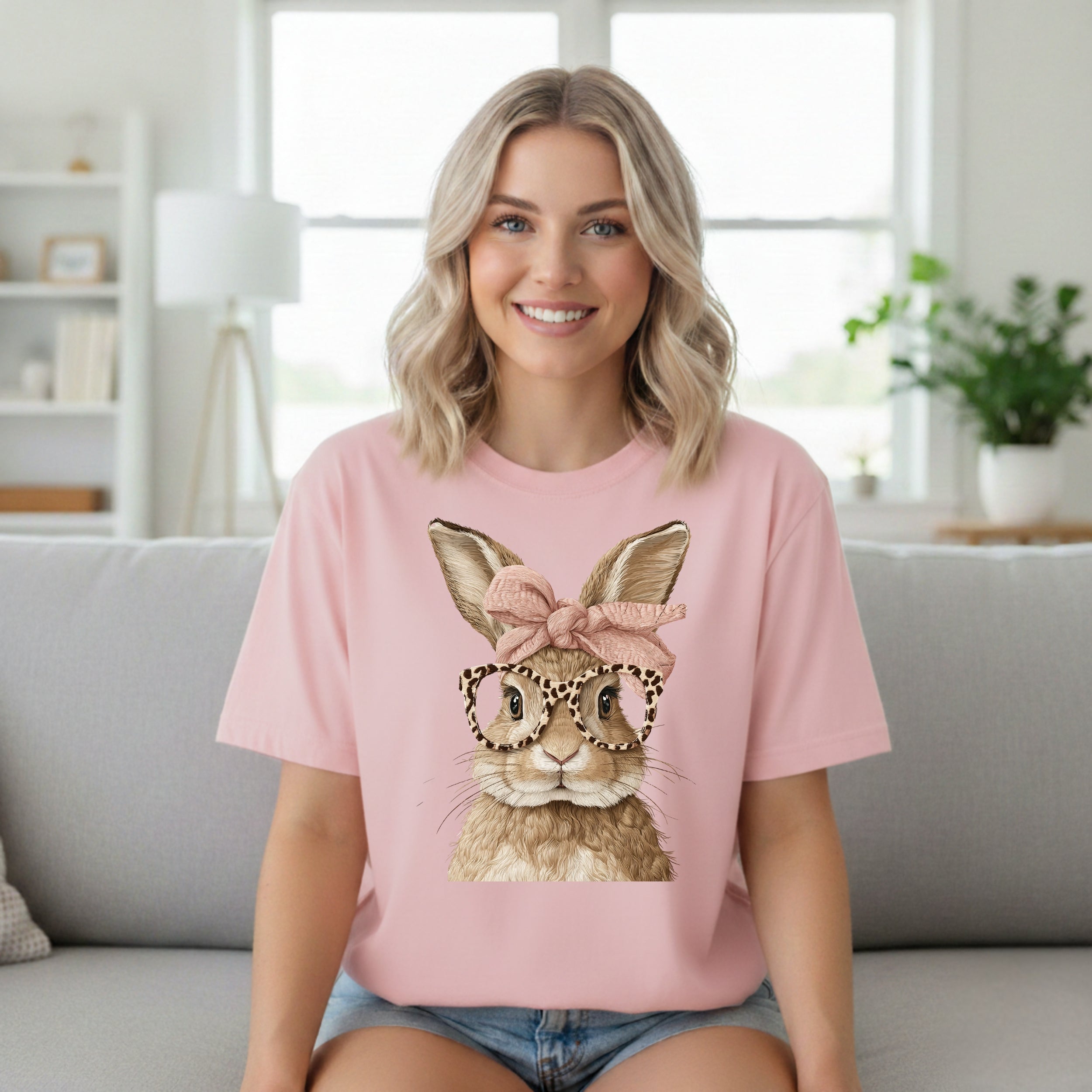 Cute Bunny with Glasses Graphic Tee Shirt