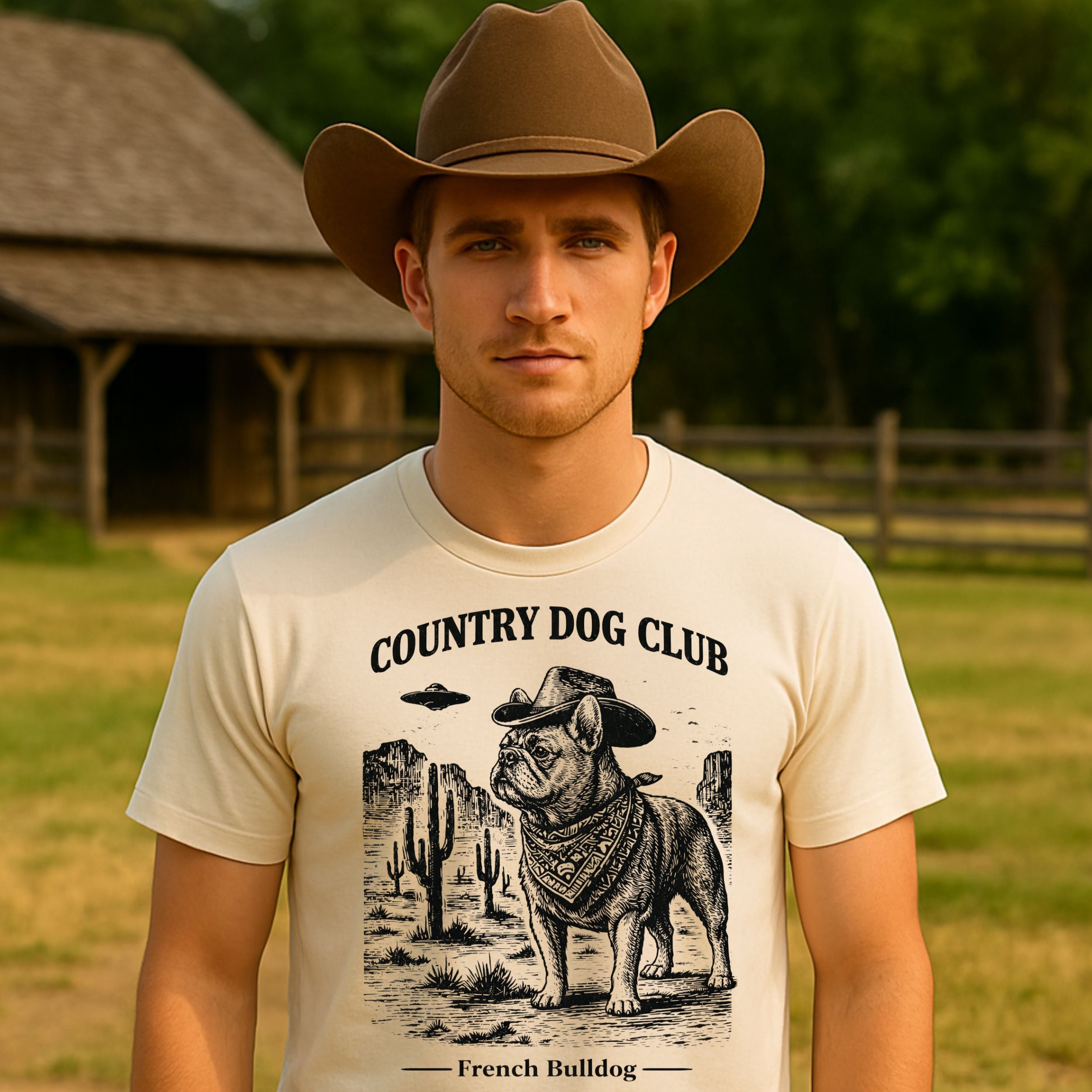 Country Dog Club French Bulldog Graphic T-Shirt