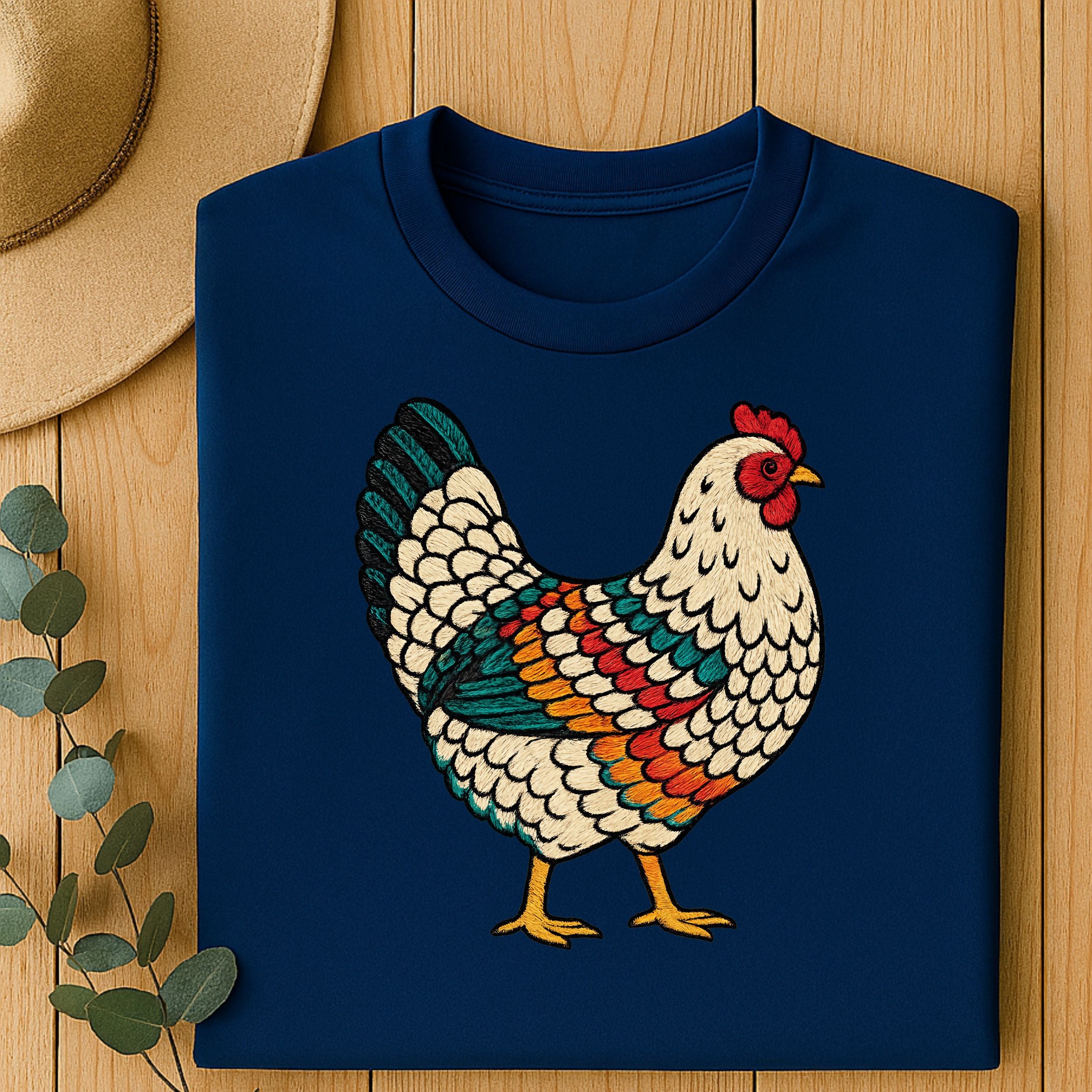 Colorful Chicken Graphic Print T-shirt for Men and Women