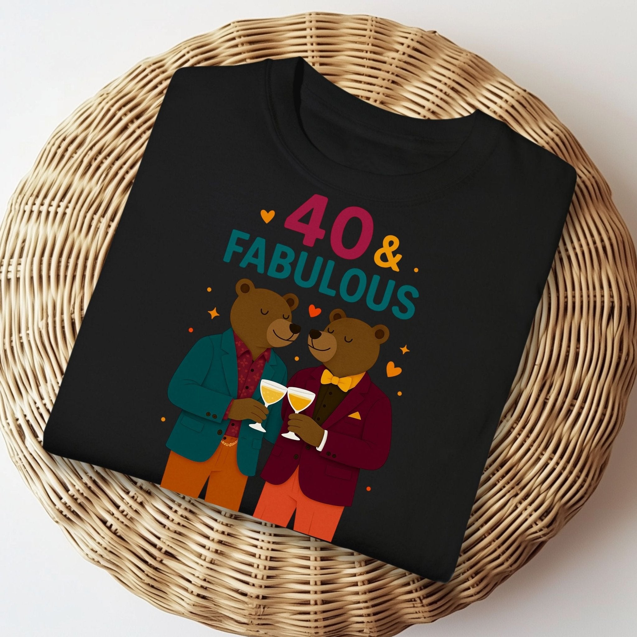 40 & Fabulous Gay Bear Tee, Funny 40th Birthday Shirt for Him, LGBTQ Couple T-Shirt - Craig Michael Design