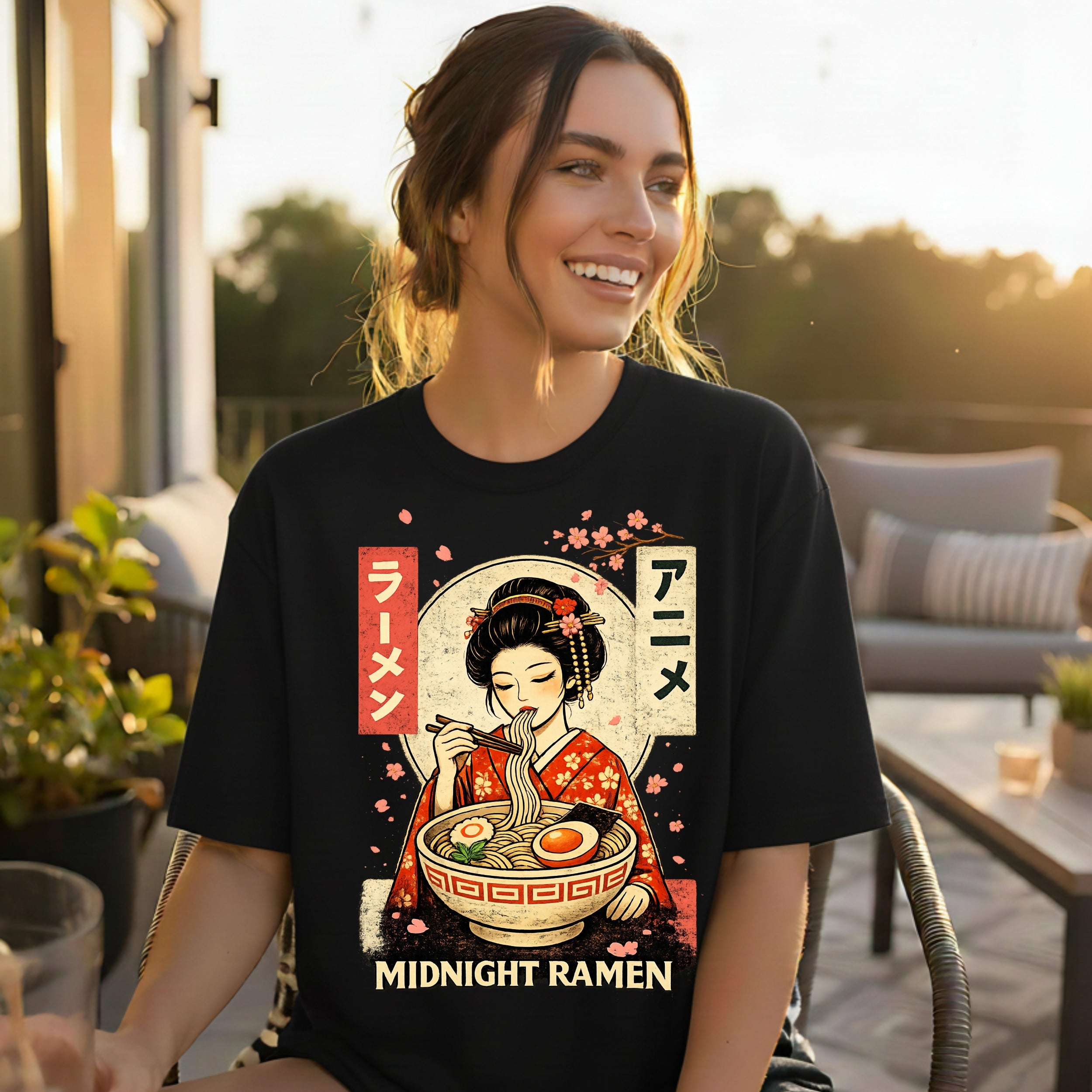 Midnight Ramen Anime Graphic T-Shirt