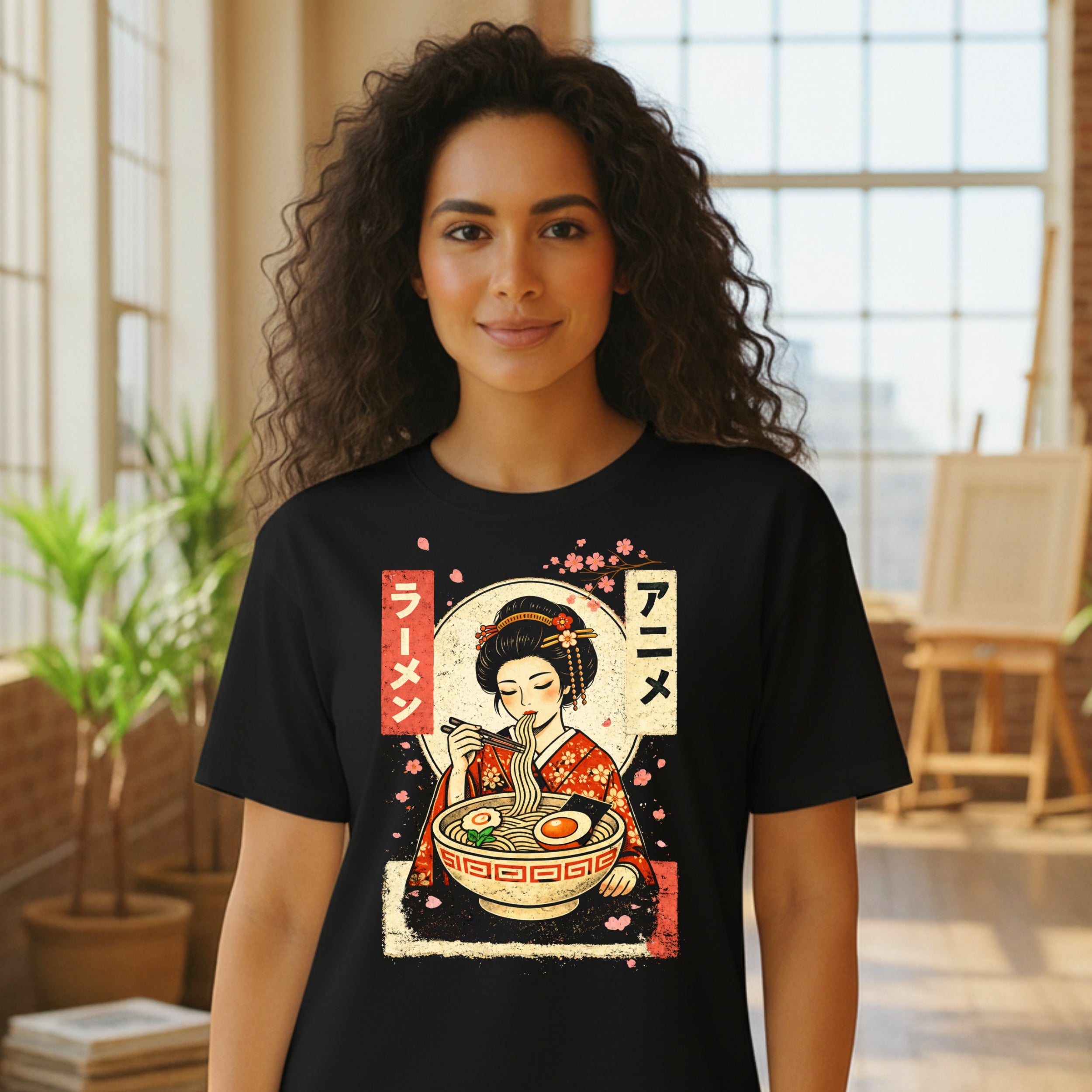 Ramen Anime Geisha Graphic Tee Japanese Style Shirt