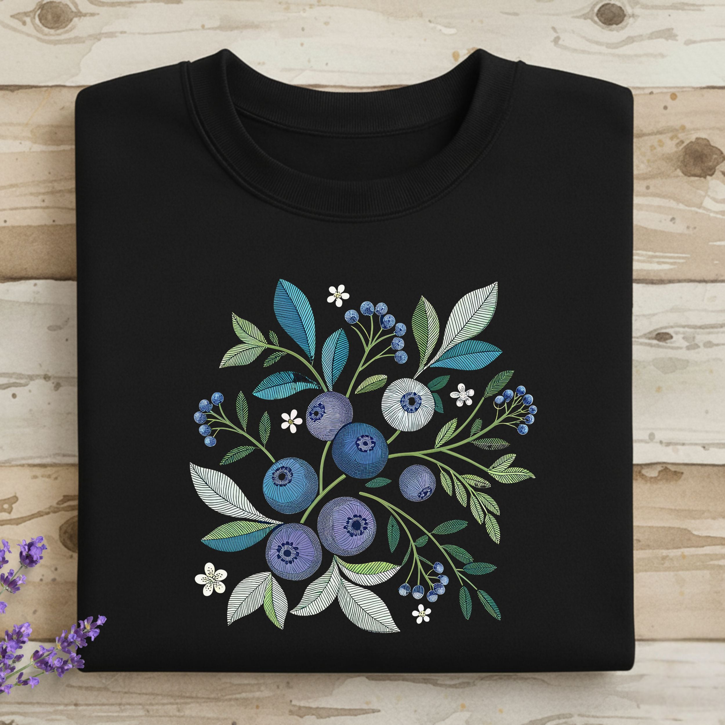 Artistic Blueberry Branch Print Sweatshirt Product