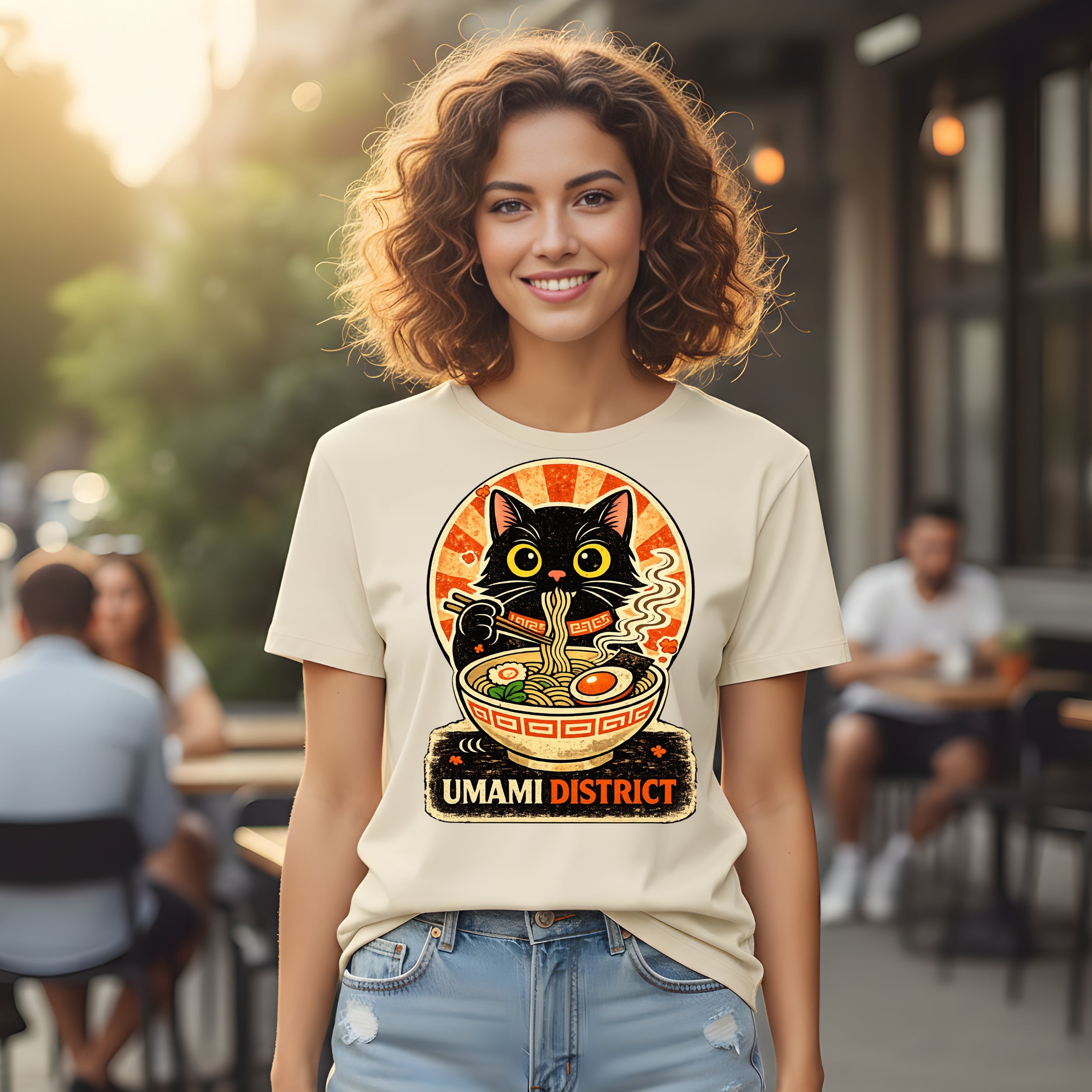 Black Cat Ramen Umami District Graphic T-shirt