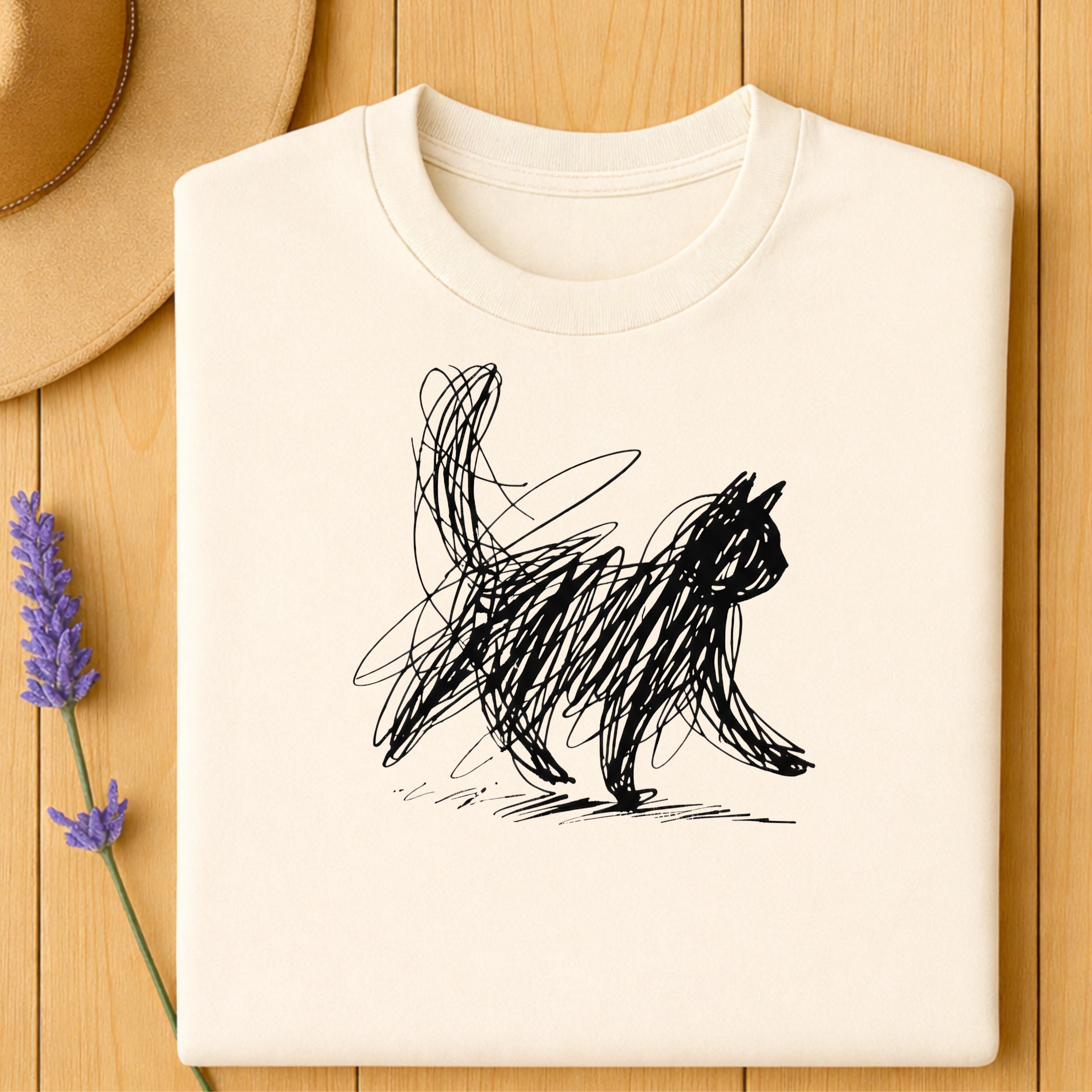 Abstract Scribble Cat Graphic Tee product