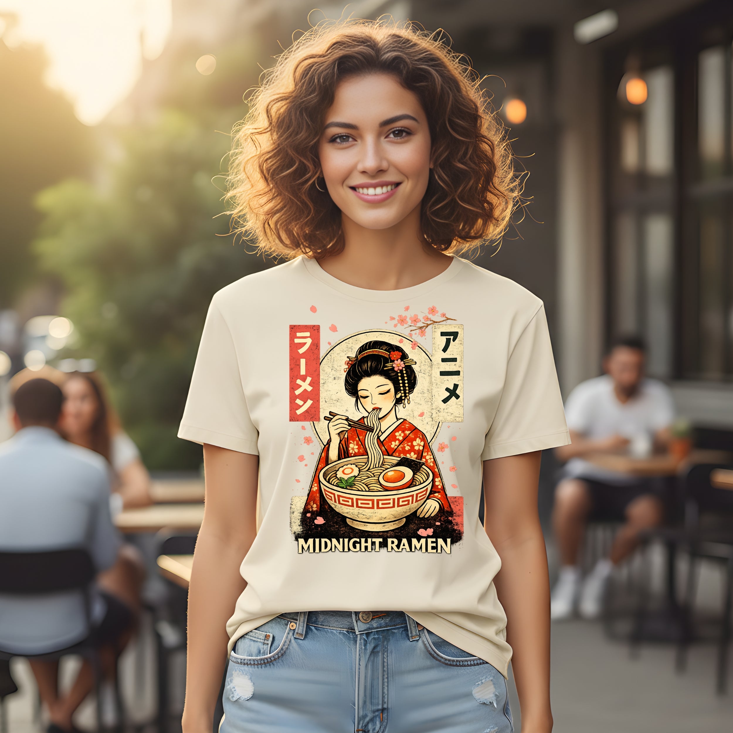 Midnight Ramen Anime Graphic Tee Retro Style Shirt