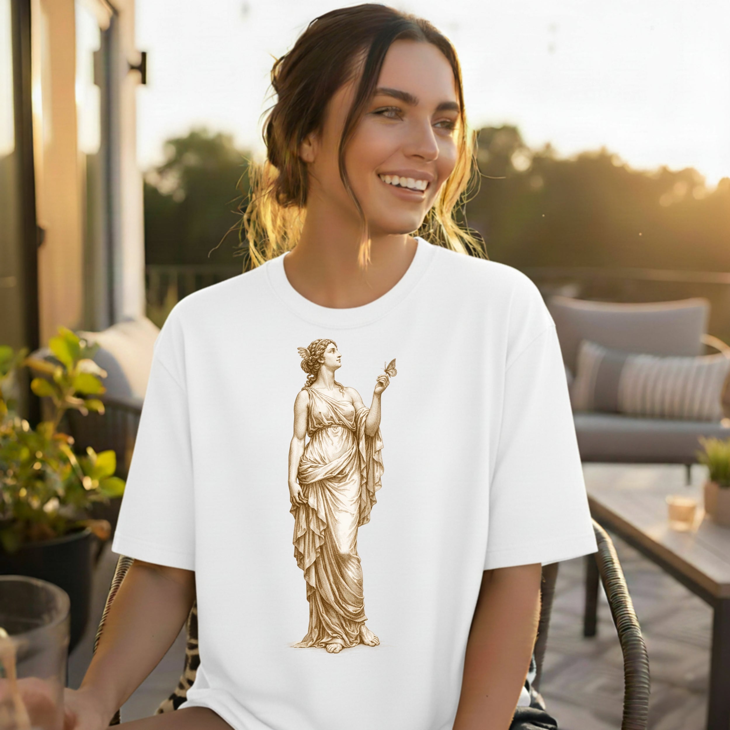 Ancient Greek Goddess Printed White T-Shirt