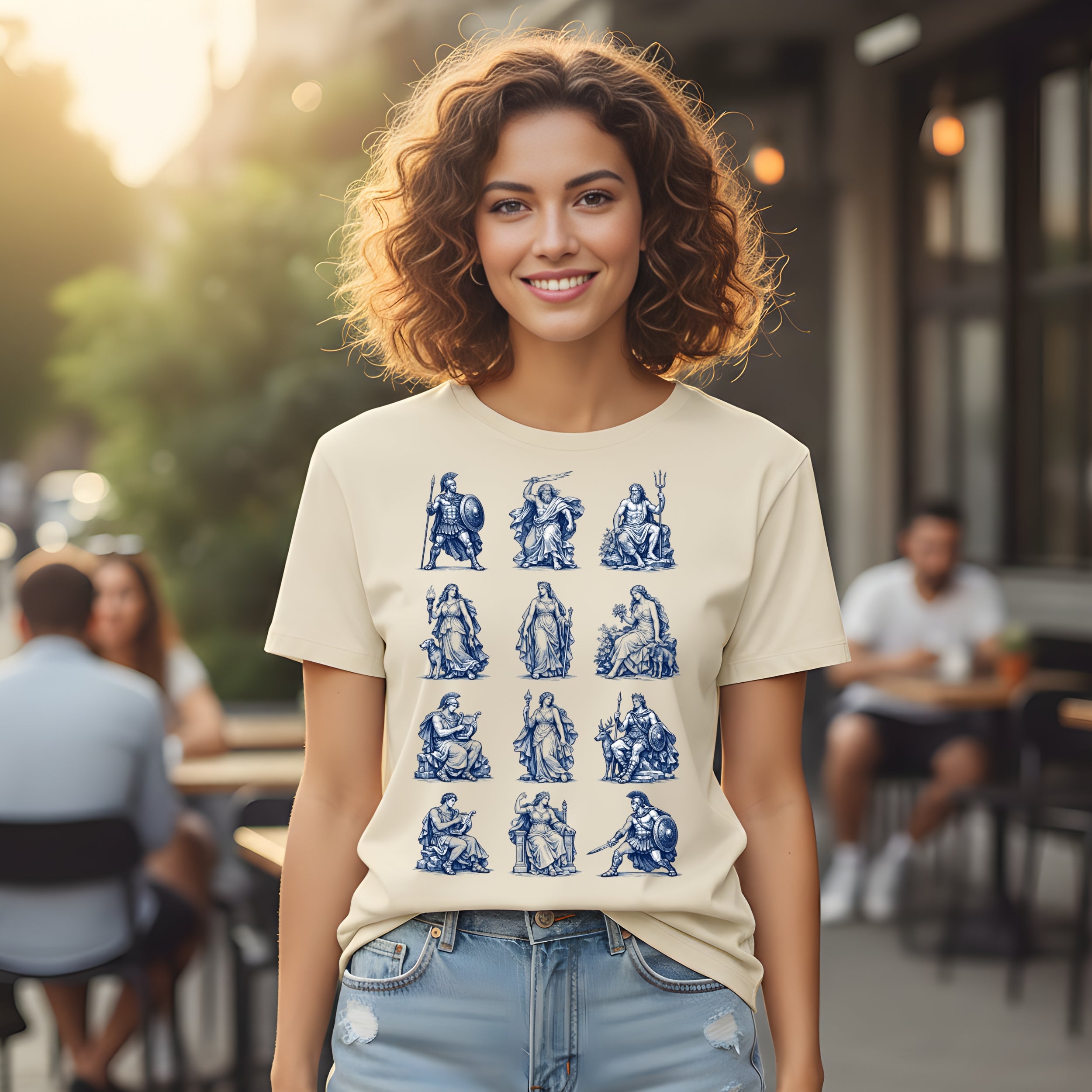 Mythological Figures Graphic Print Tee Shirt