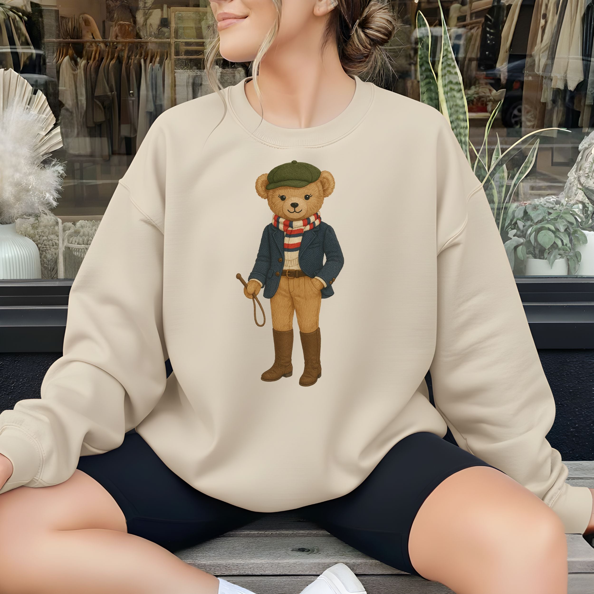 Cute Bear in Fashionable Outfit Trendy Sweatshirt