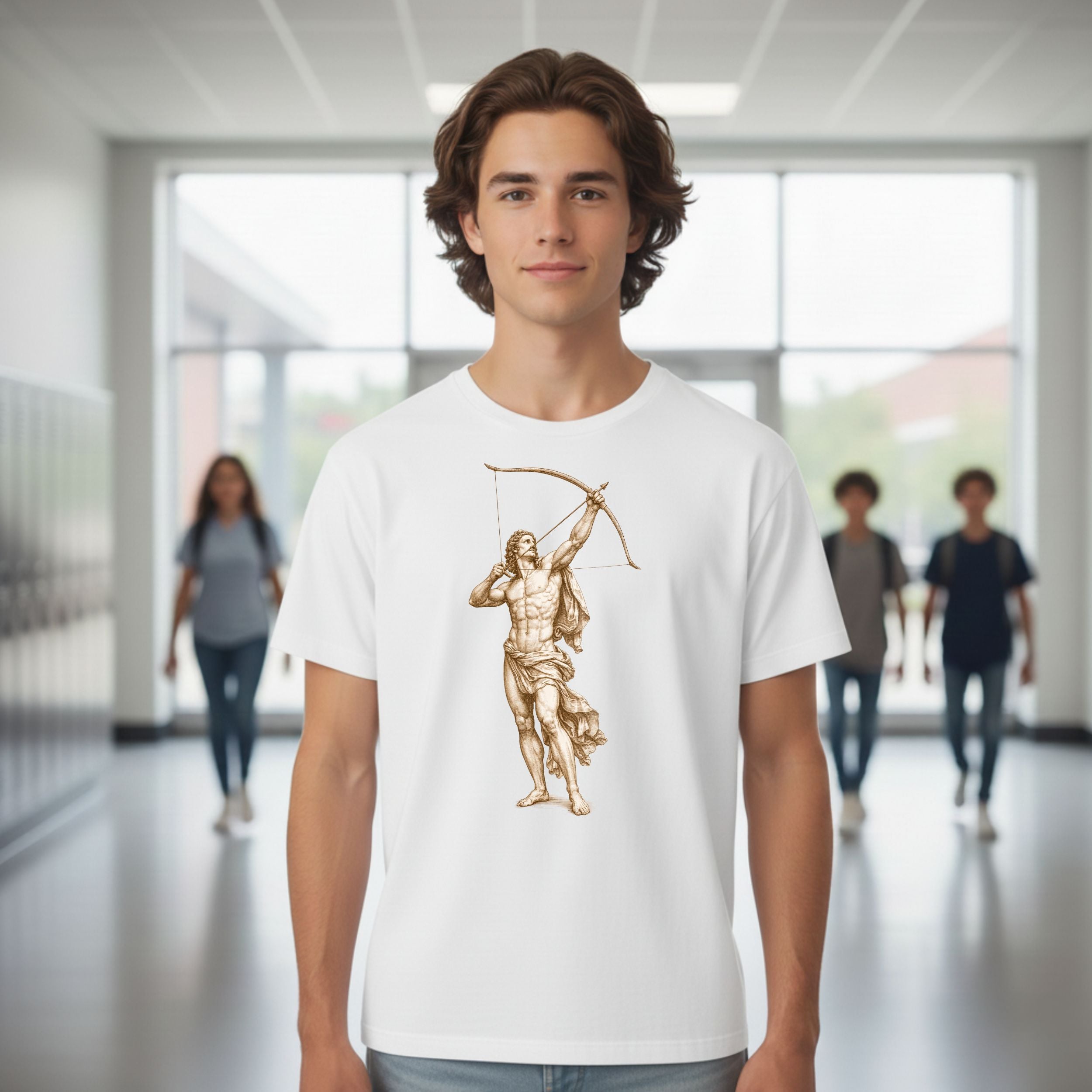 Classical Archer Design on White Unisex T-Shirt Product