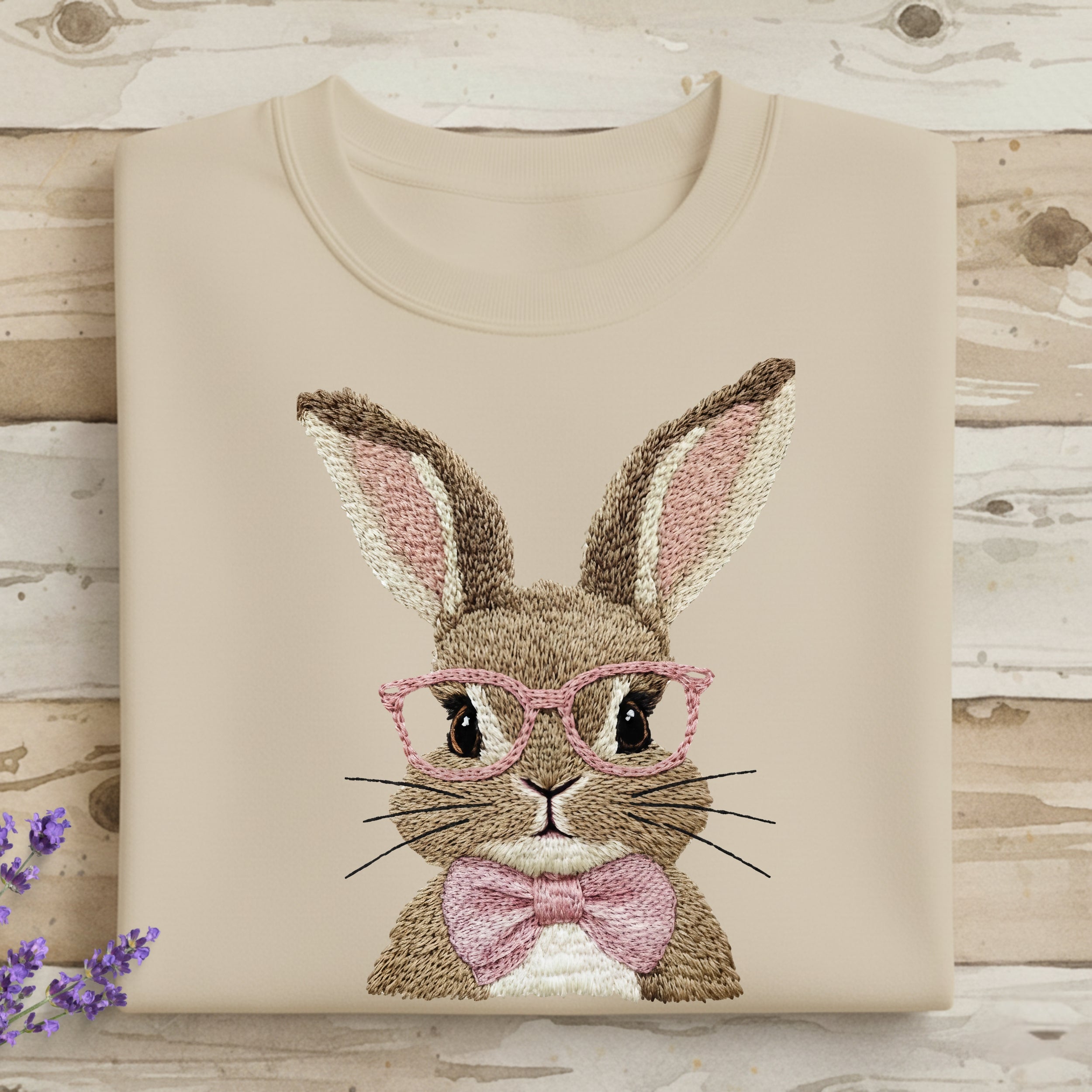 Cute Bunny with Glasses Embroidered Shirt for Kids