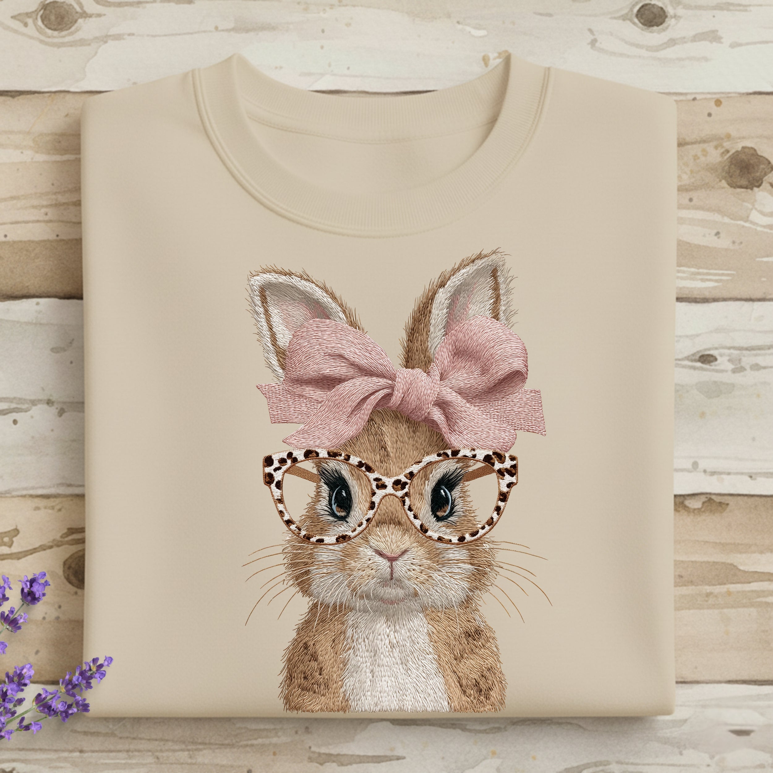 Adorable Bunny with Bow and Glasses Sweatshirt
