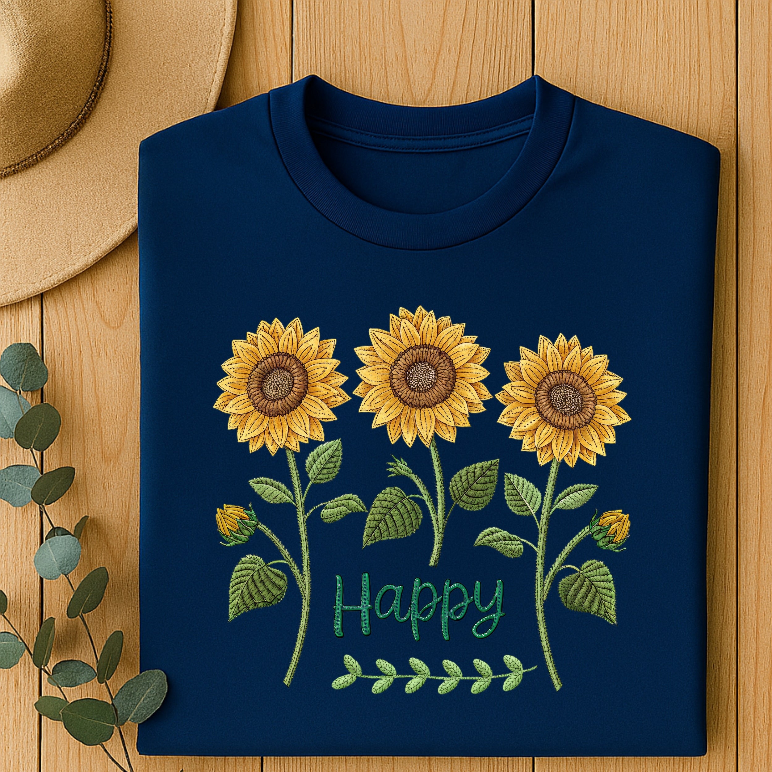 Cheerful Sunflower Happy Graphic T-Shirt Design