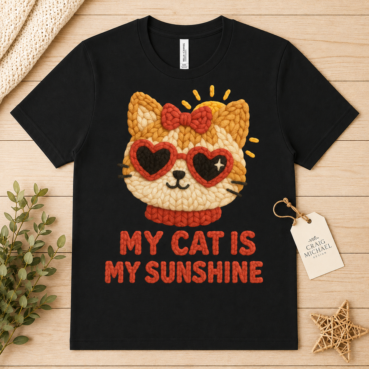 Love My Cat to the Moon and Back Faux Knitted Graphic Tee