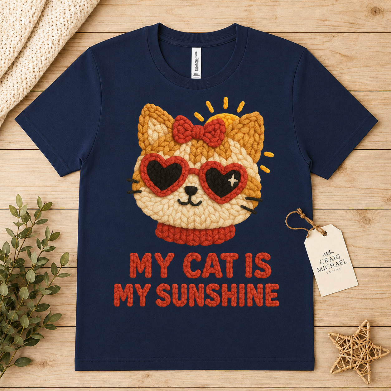Love My Cat to the Moon and Back Faux Knitted Graphic Tee