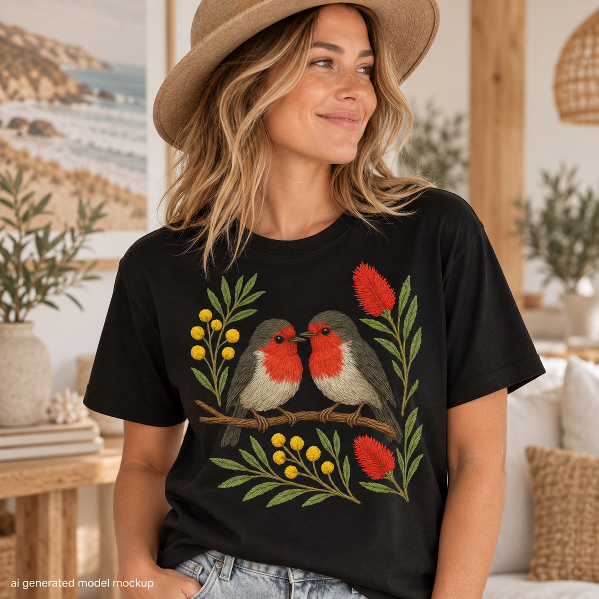 Red Robin T-Shirt – Australian Native Bird Collection