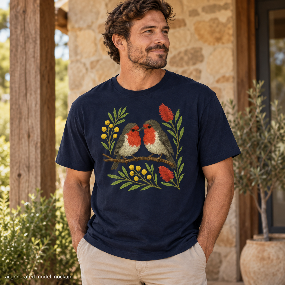 Red Robin T-Shirt – Australian Native Bird Collection