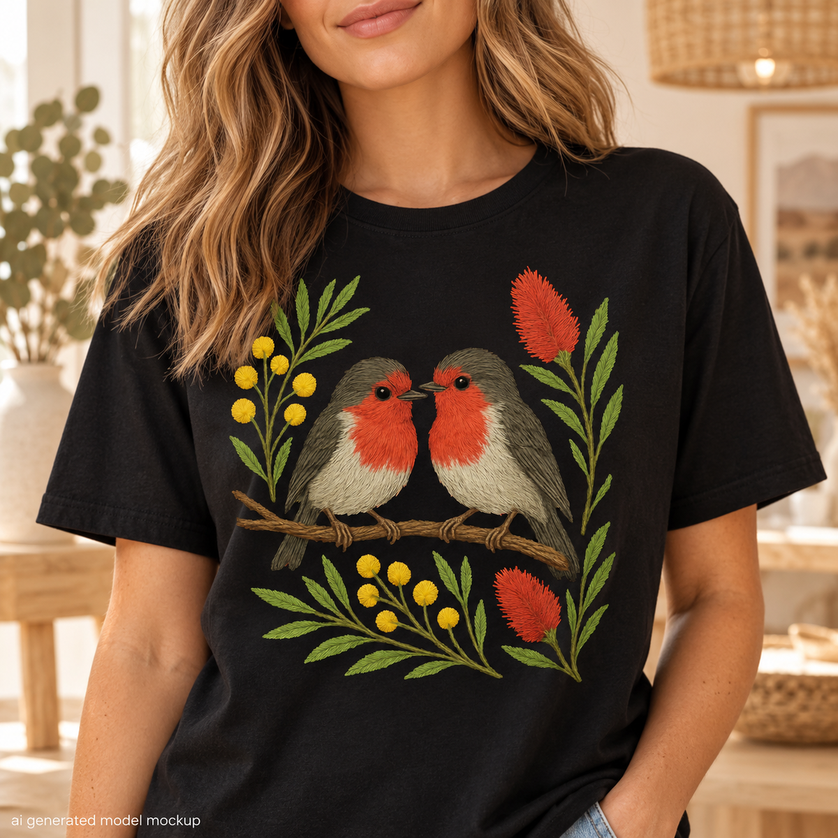 Red Robin T-Shirt – Australian Native Bird Collection
