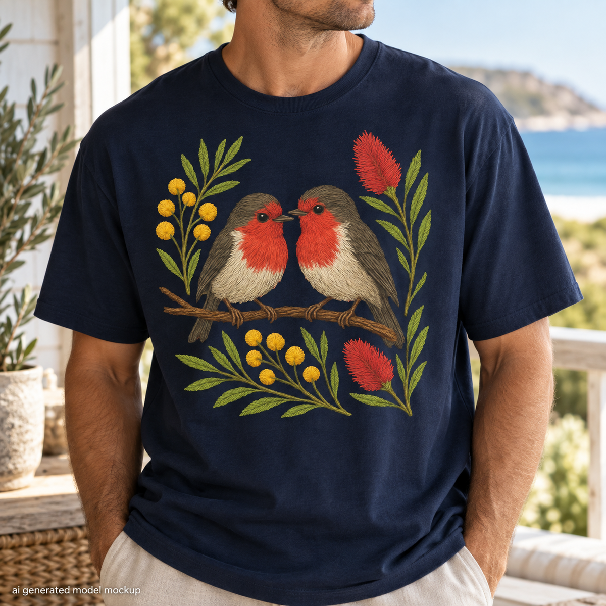 Red Robin T-Shirt – Australian Native Bird Collection