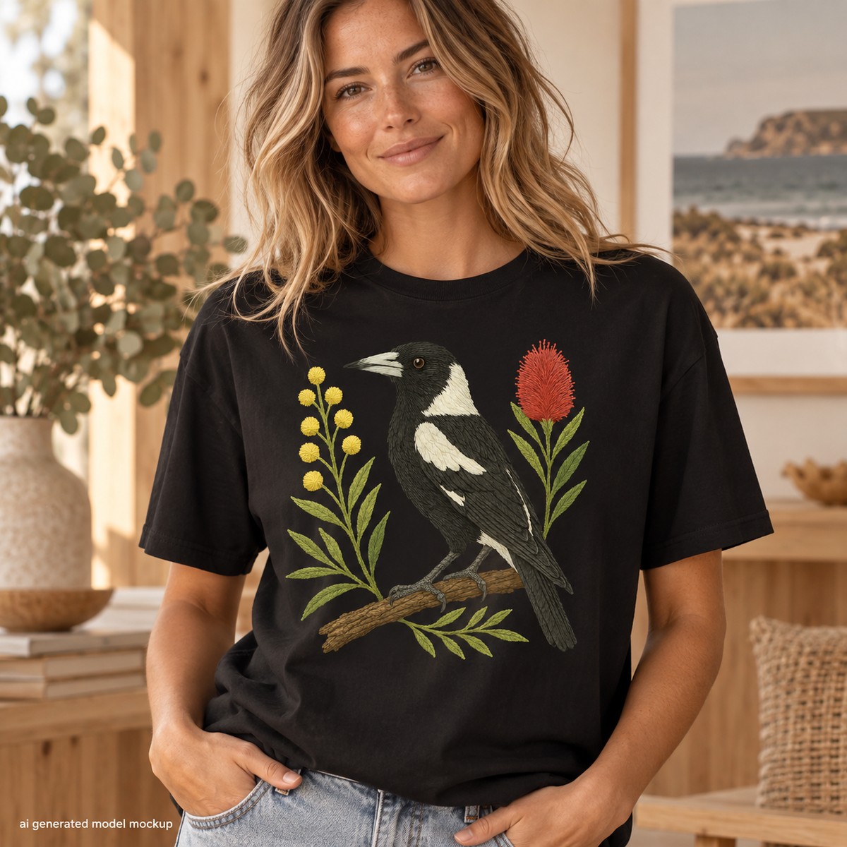 Magpie T-Shirt – Australian Native Bird Collection