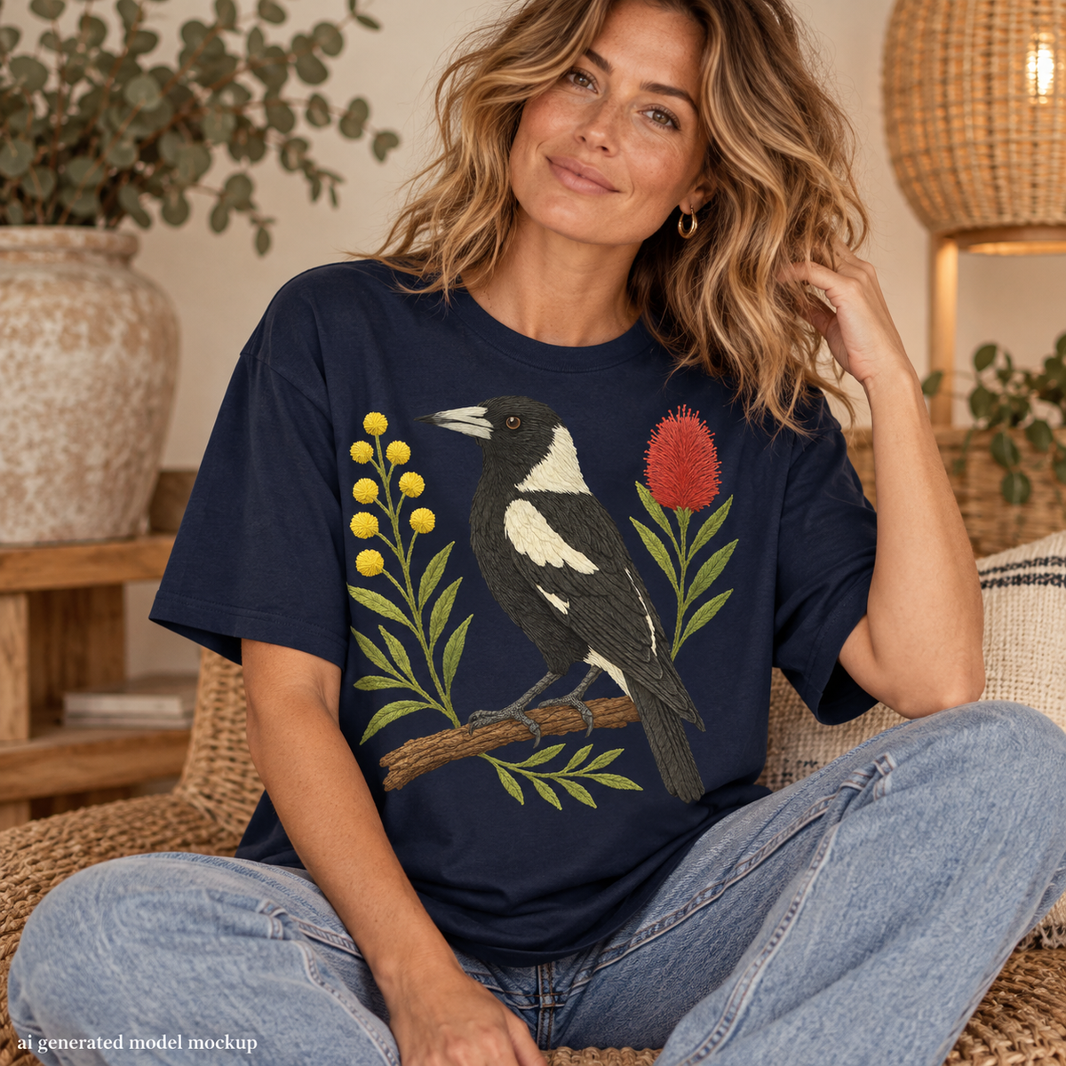 Magpie T-Shirt – Australian Native Bird Collection