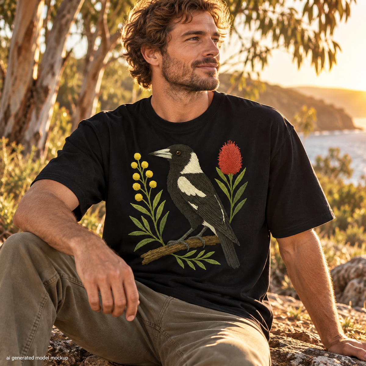 Magpie T-Shirt – Australian Native Bird Collection