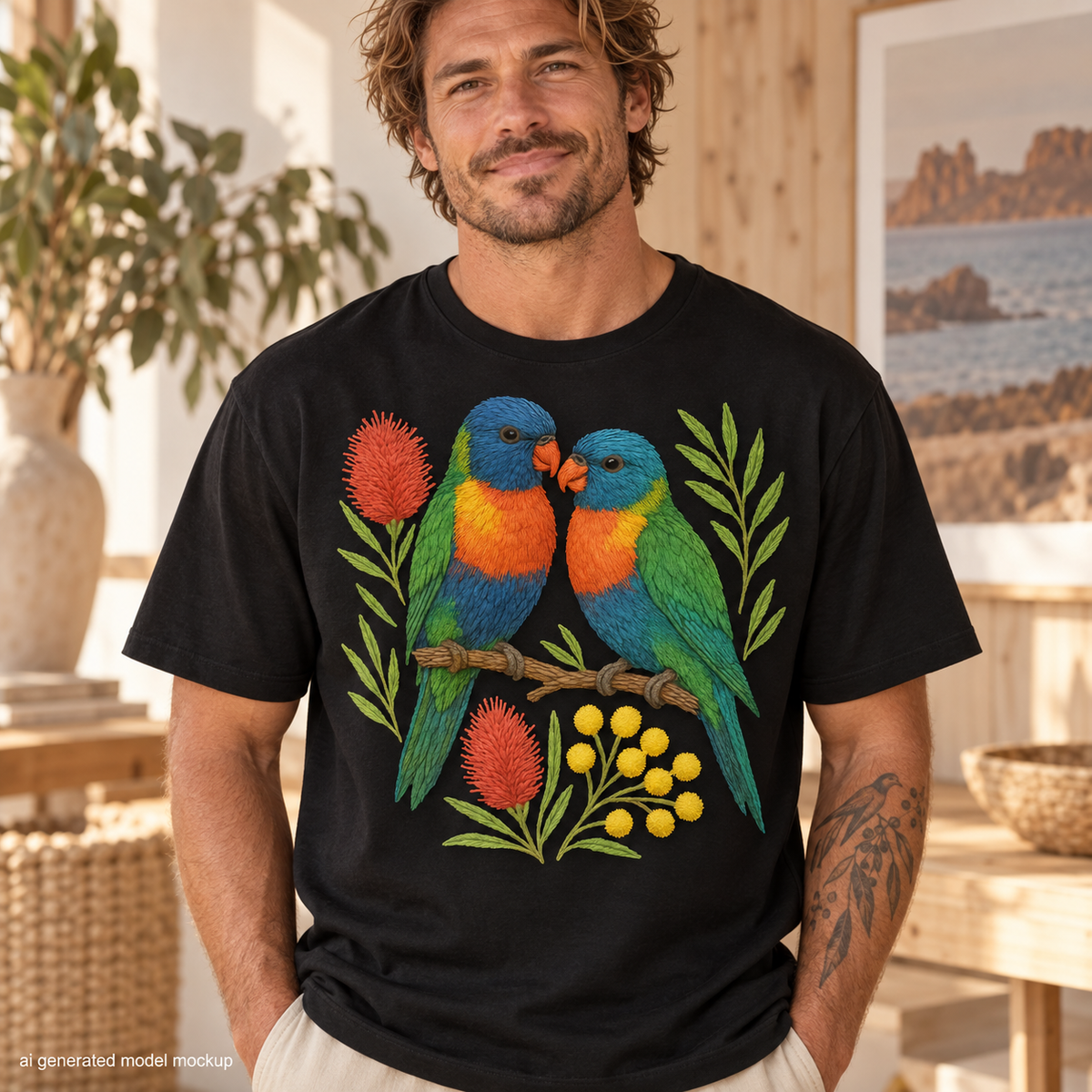 Rainbow Lorikeet T-Shirt – Australian Native Bird Collection