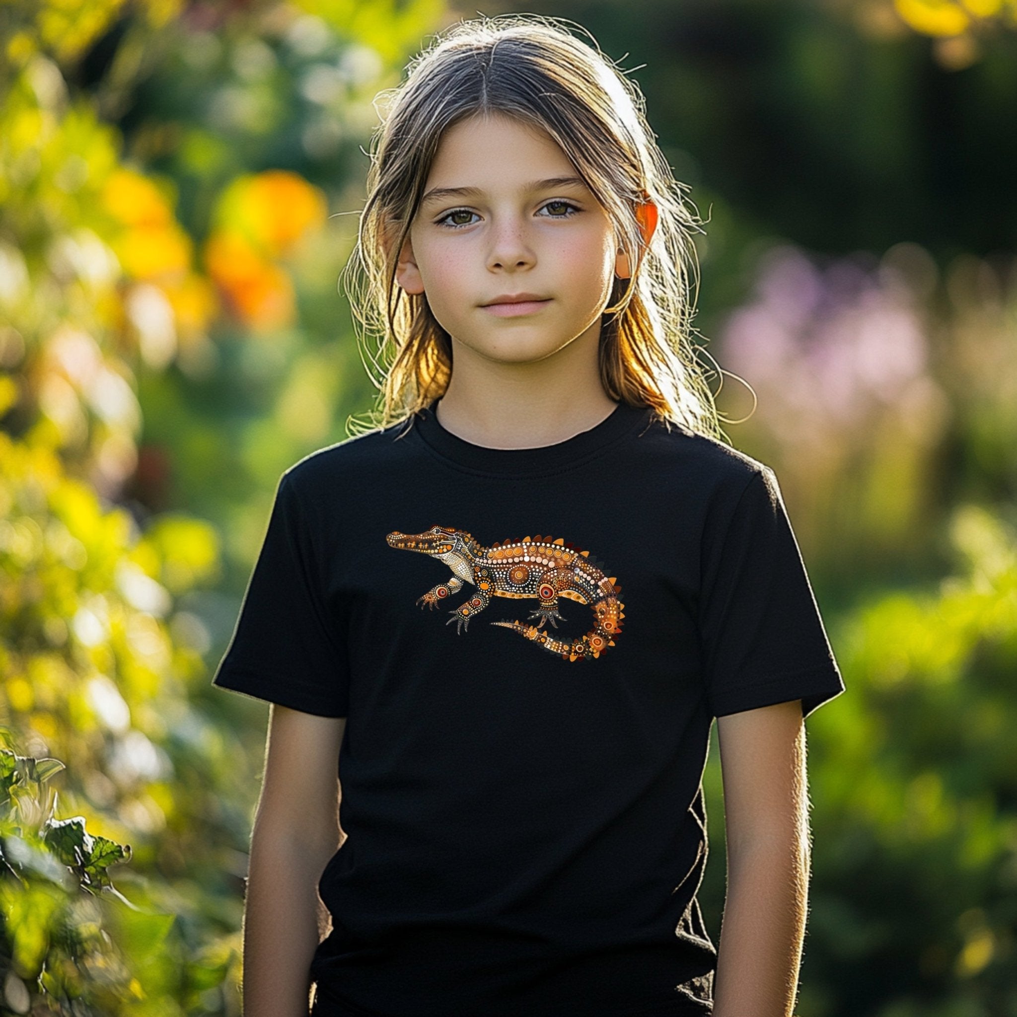 Aboriginal Art Inspired Crocodile T-Shirt, Unique Animal Design Tee, Boho Style Comfortable T-Shirt - Craig Michael Design