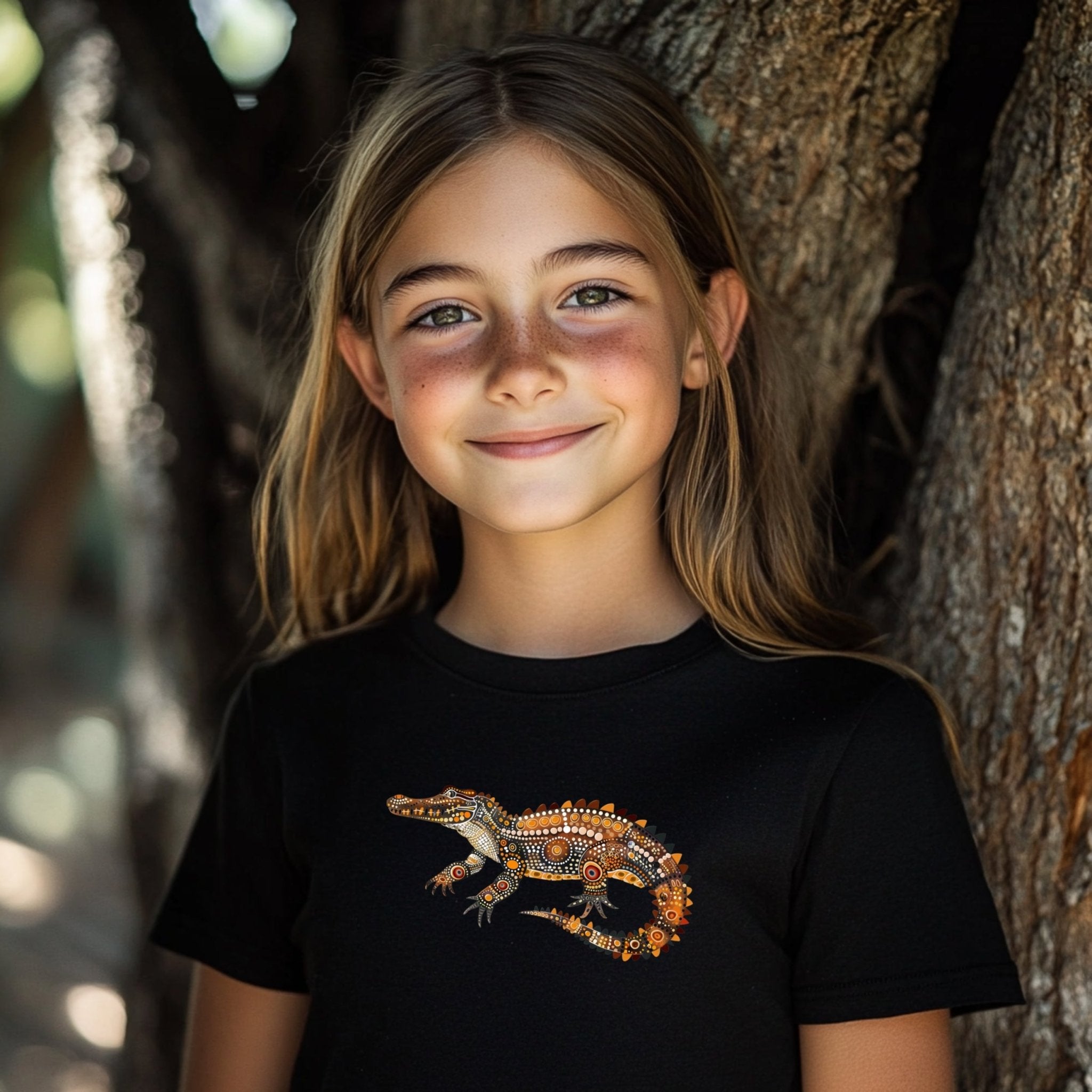 Aboriginal Art Inspired Crocodile T-Shirt, Unique Animal Design Tee, Boho Style Comfortable T-Shirt - Craig Michael Design