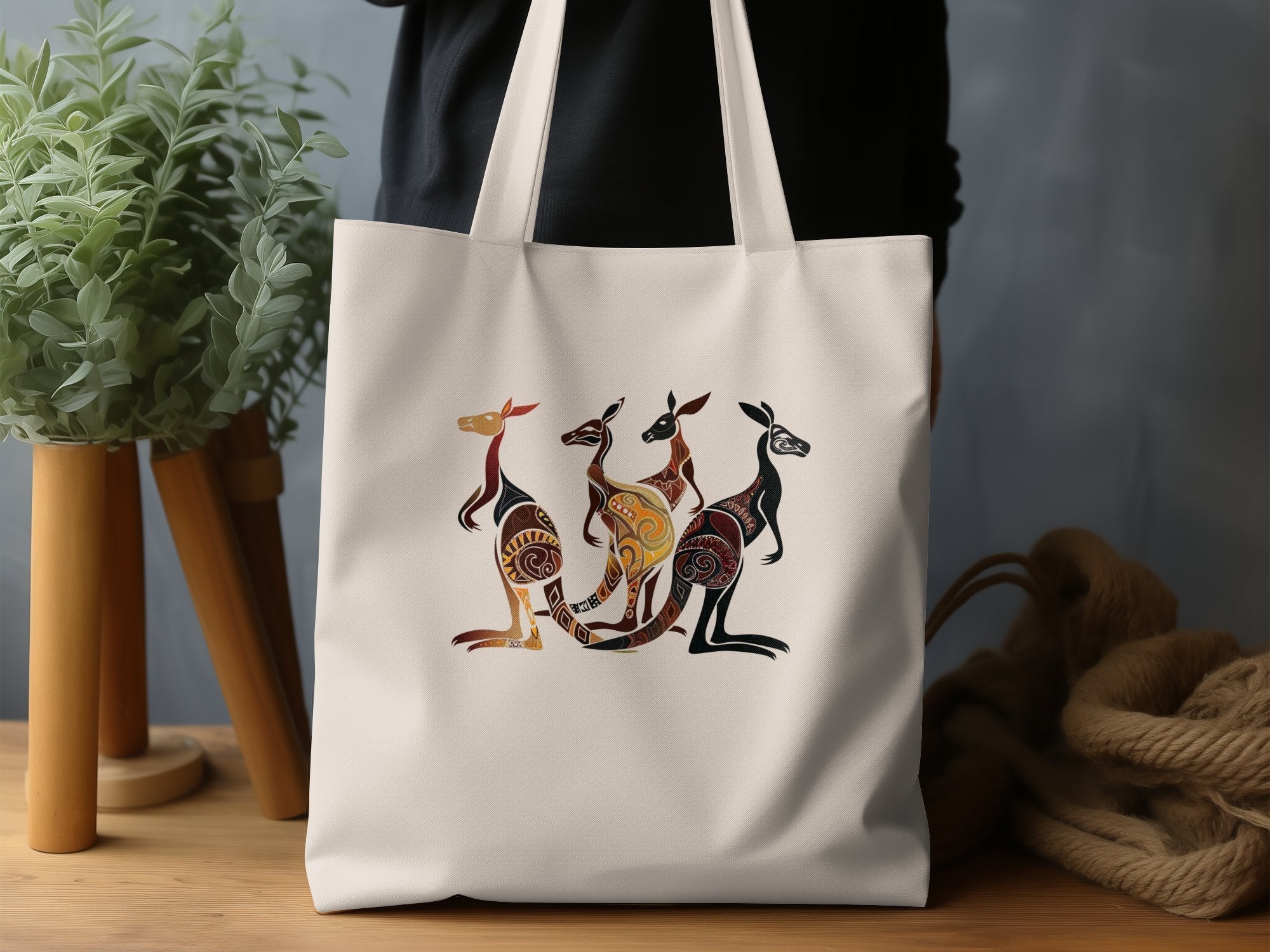 Abstract Kangaroo Art Tote Bag, Colorful Animal Design, Unique Style Shopper Bag, Reusable Grocery Bag, Nature Inspired Artwork - Craig Michael Design