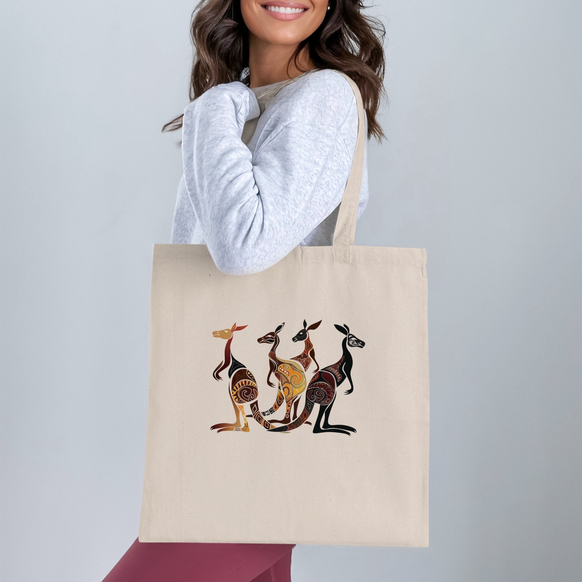 Abstract Kangaroo Art Tote Bag, Colorful Animal Design, Unique Style Shopper Bag, Reusable Grocery Bag, Nature Inspired Artwork - Craig Michael Design