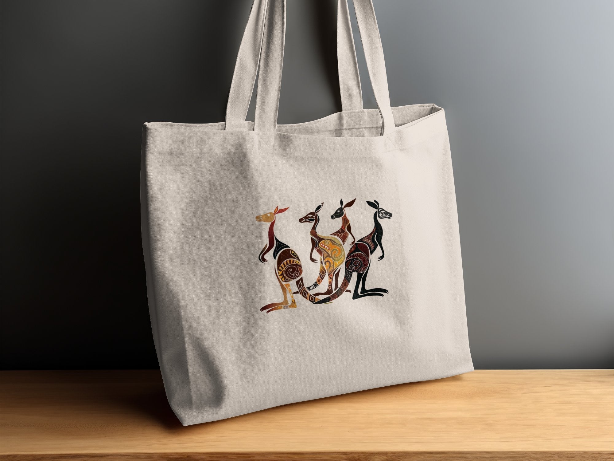 Abstract Kangaroo Art Tote Bag, Colorful Animal Design, Unique Style Shopper Bag, Reusable Grocery Bag, Nature Inspired Artwork - Craig Michael Design