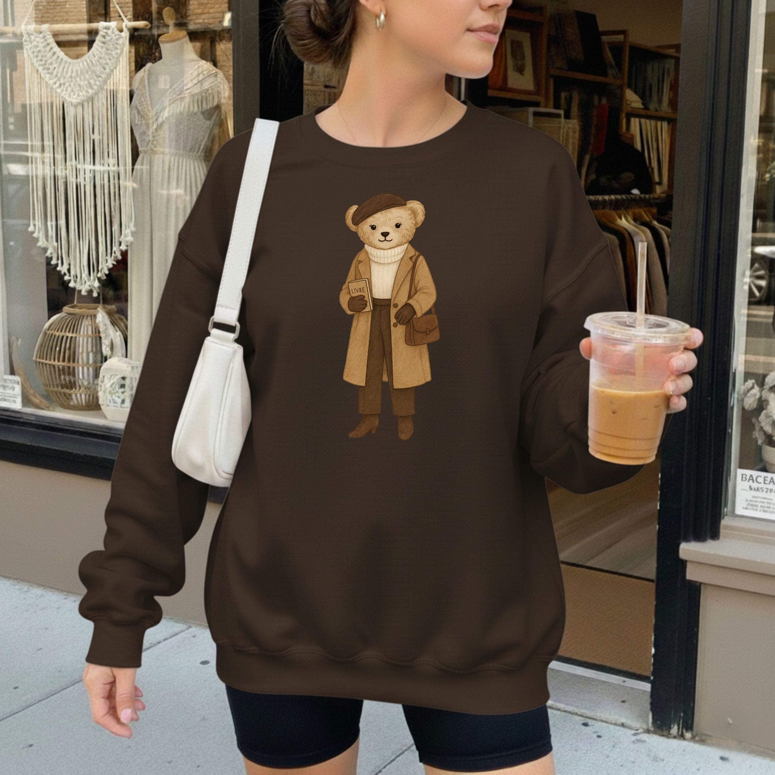 Adorable Bear Character Design on Cozy Sweatshirt