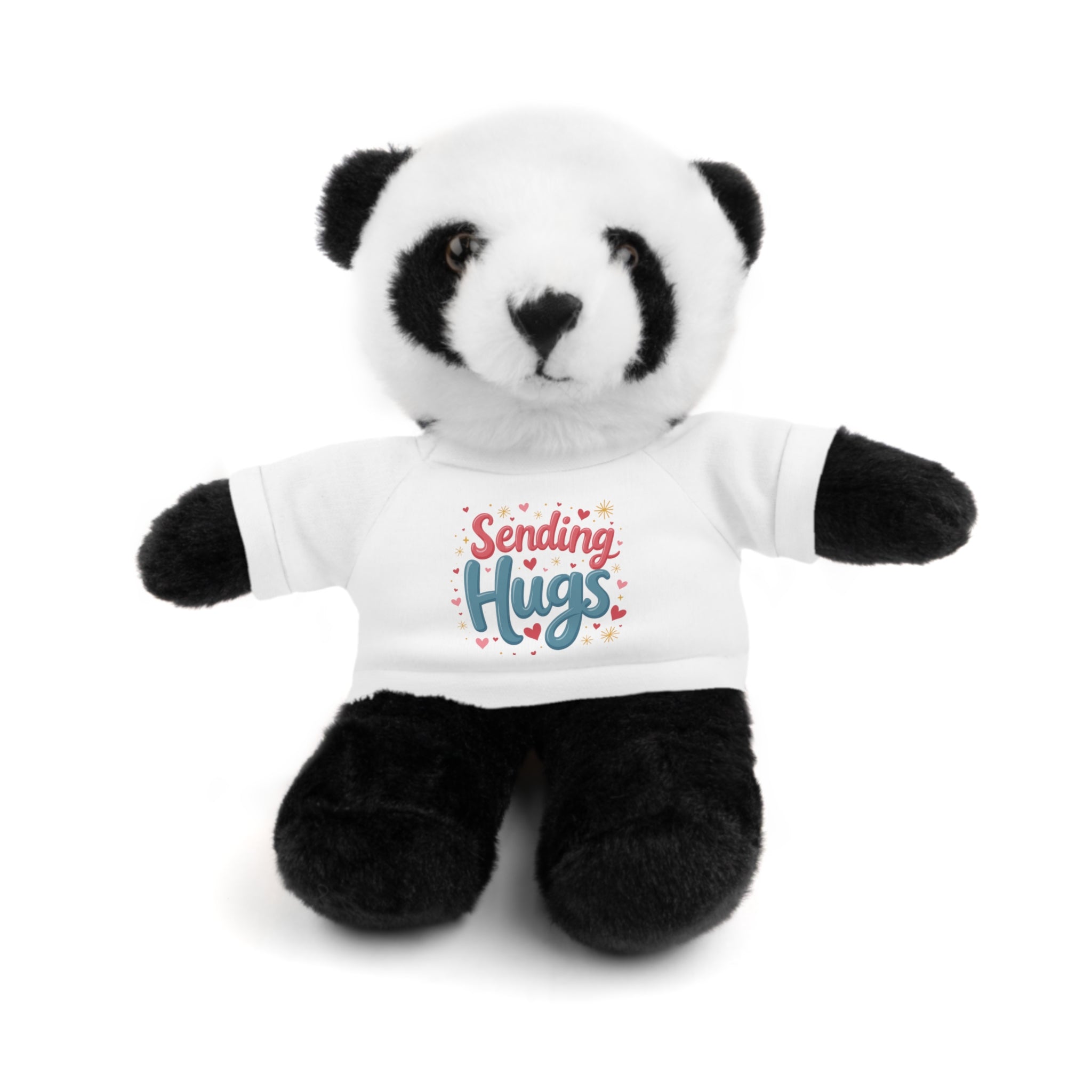 Adorable Stuffed Animals in T-Shirts 'Sending Hugs' Cute Plushies Bear Bunny Sheep Lion Panda Jaguar Gift - Craig Michael Design