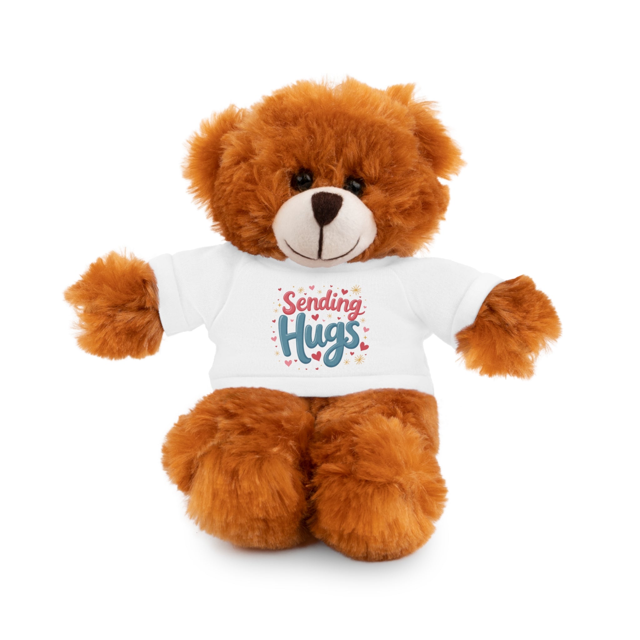 Adorable Stuffed Animals in T-Shirts 'Sending Hugs' Cute Plushies Bear Bunny Sheep Lion Panda Jaguar Gift - Craig Michael Design