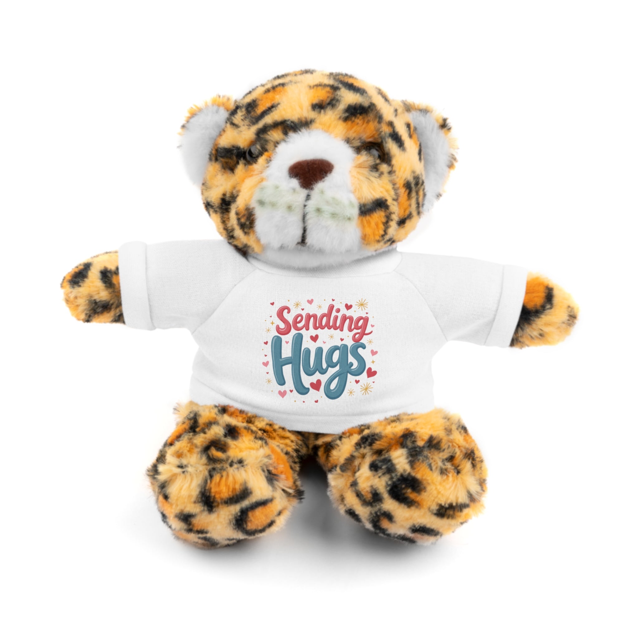 Adorable Stuffed Animals in T-Shirts 'Sending Hugs' Cute Plushies Bear Bunny Sheep Lion Panda Jaguar Gift - Craig Michael Design