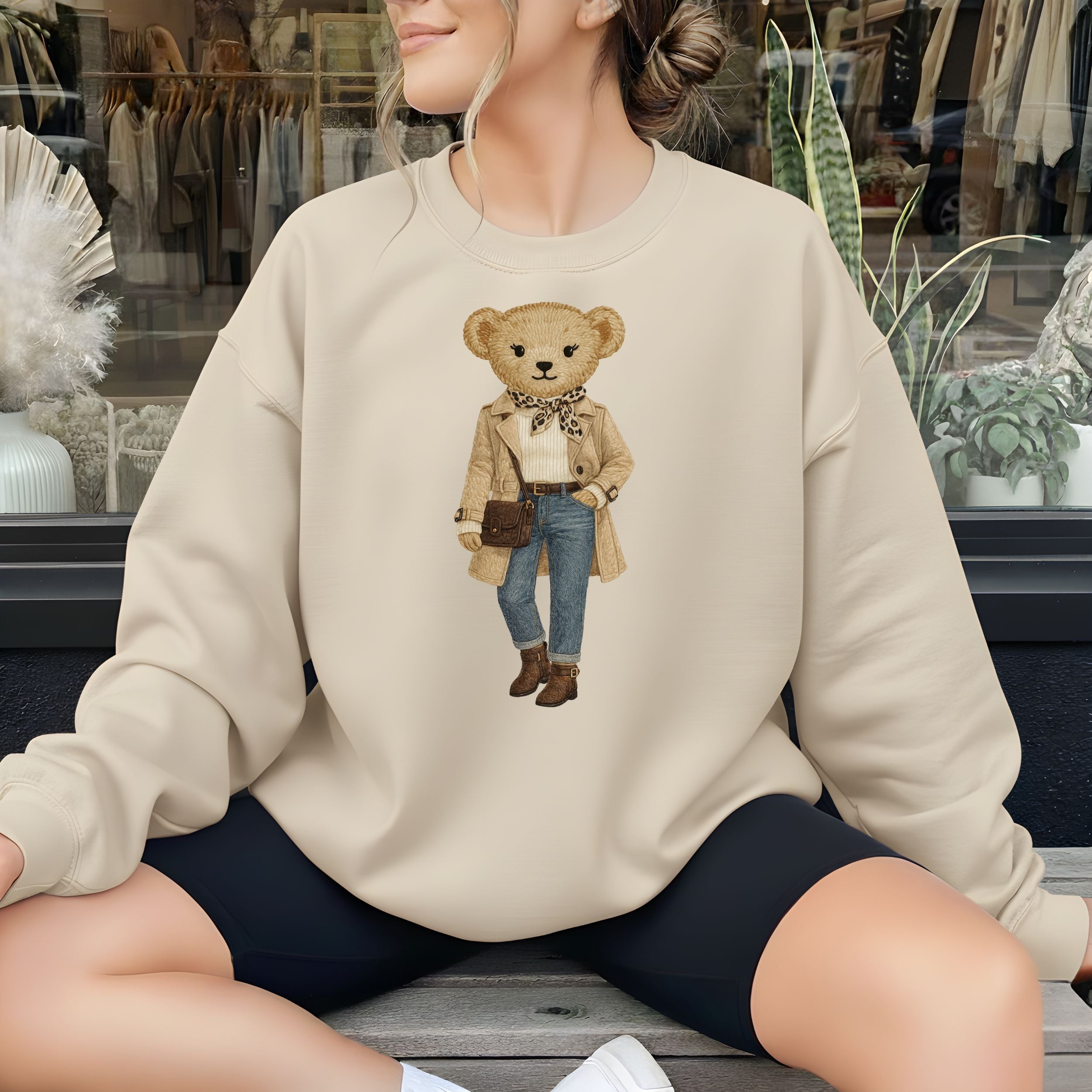 Elegant Teddy Bear in Chic Outfit Sweatshirt