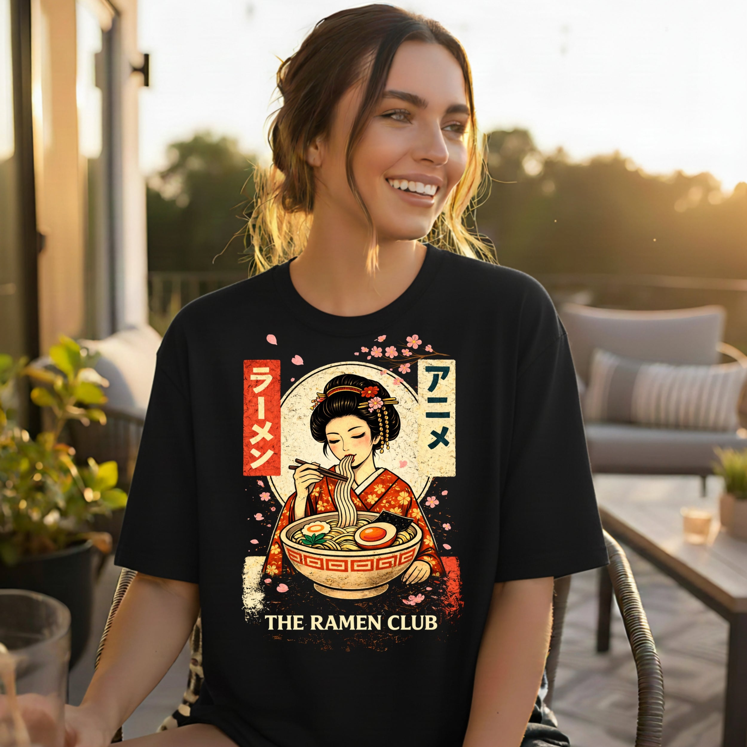 Vintage Japanese Ramen Club Graphic Printed T-shirt