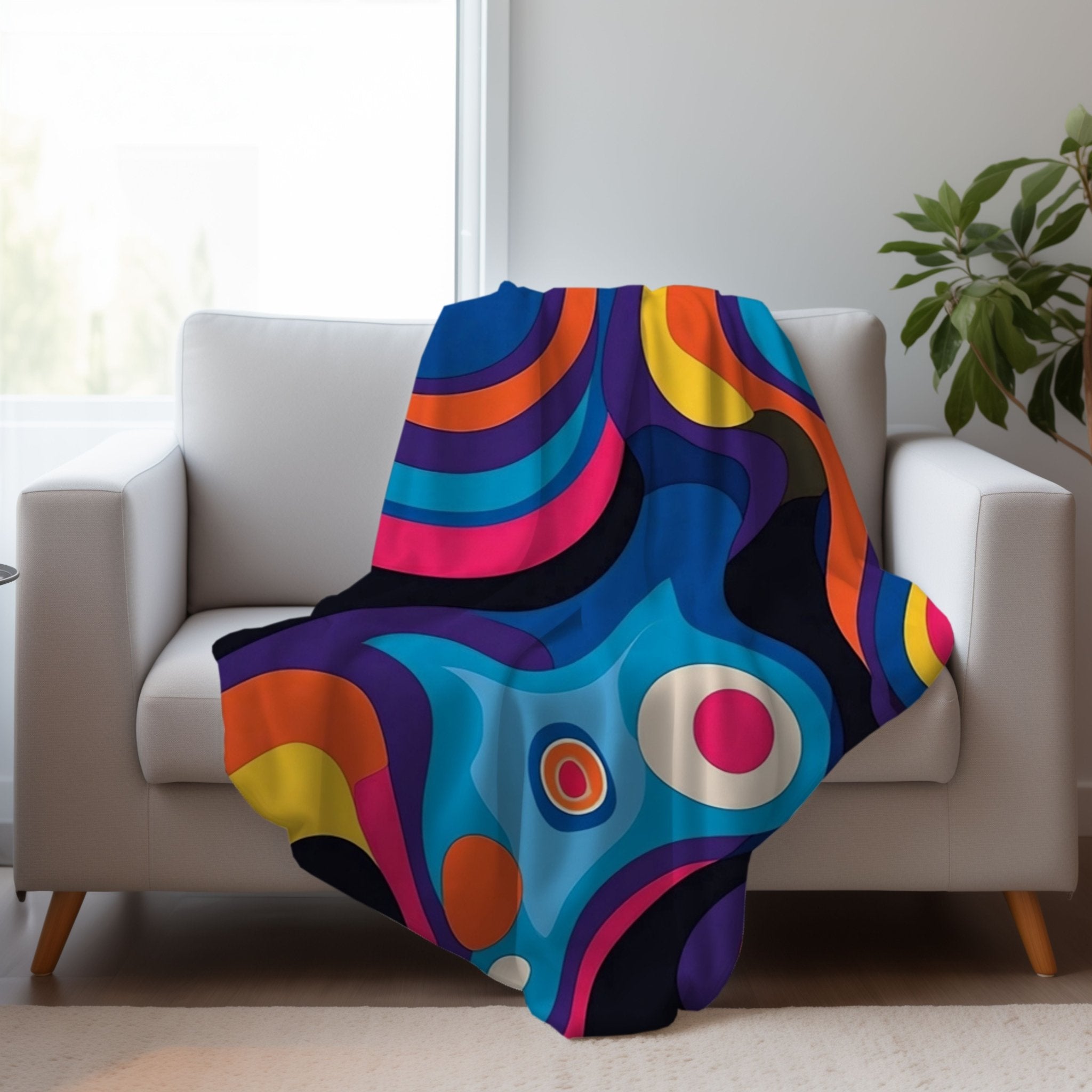 African Design Blanket, Vibrant Abstract Print Throw, Colourful Cozy Blanket, Unique Home Decor Blanket, Artistic Bedding Accent - Craig Michael Design