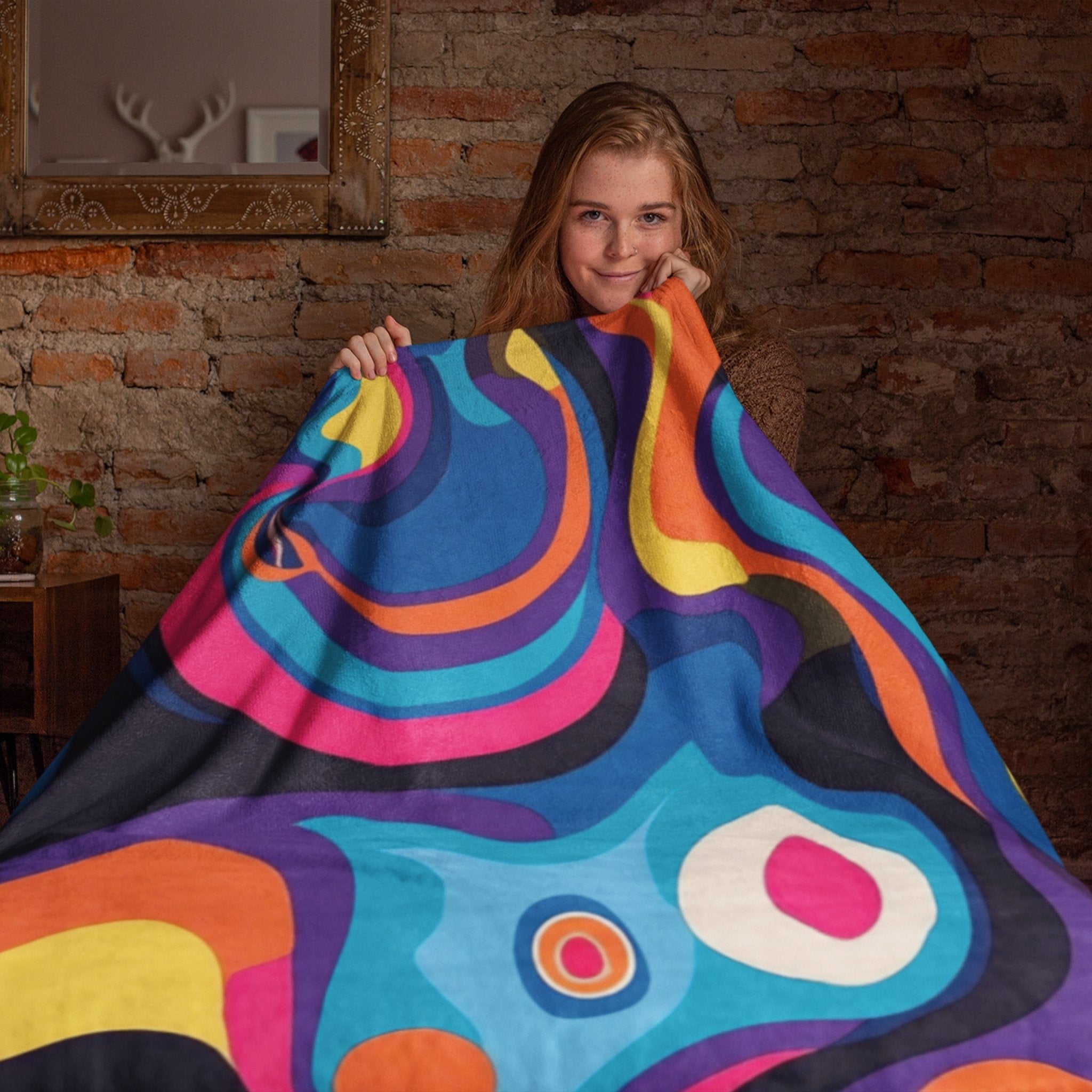 African Design Blanket, Vibrant Abstract Print Throw, Colourful Cozy Blanket, Unique Home Decor Blanket, Artistic Bedding Accent - Craig Michael Design