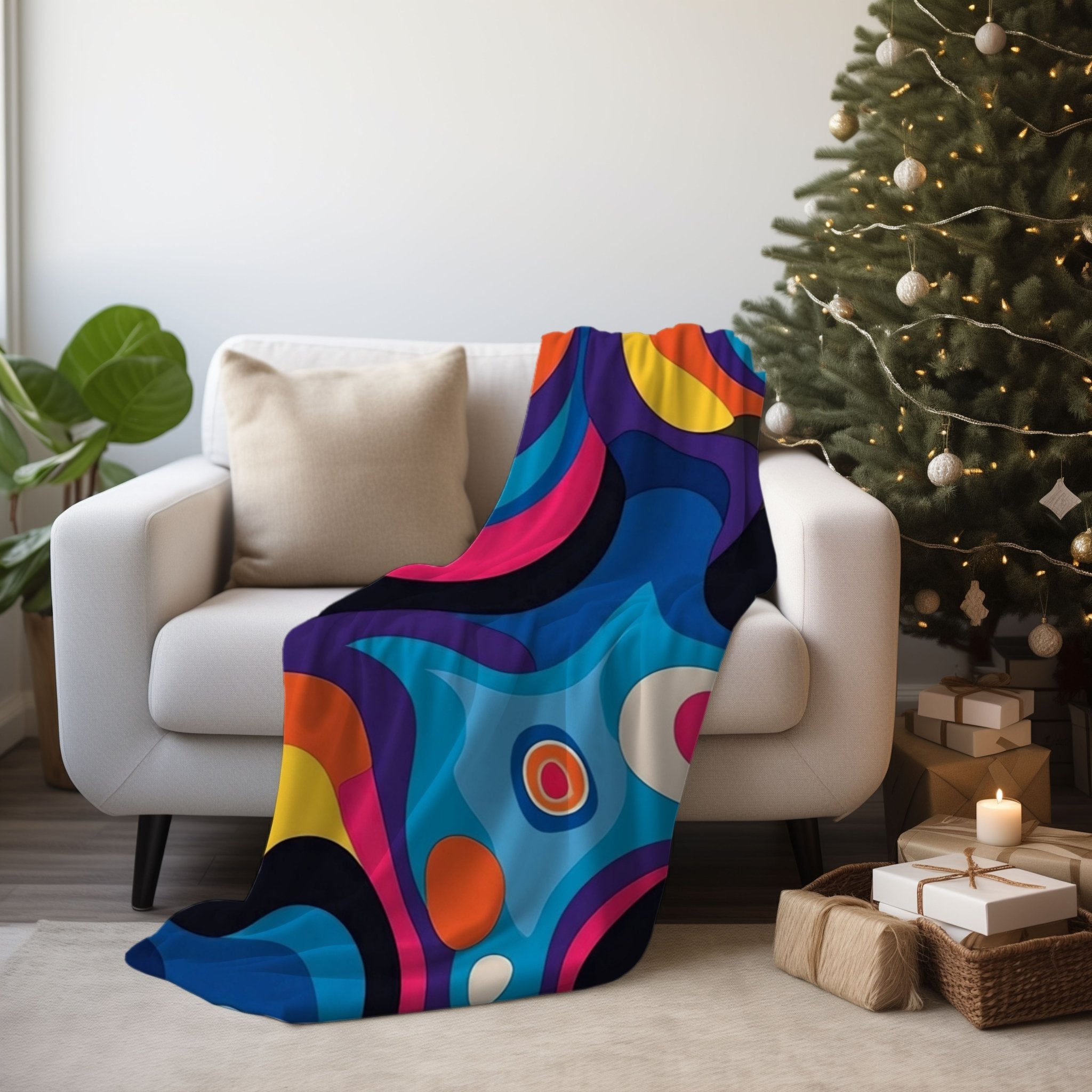 African Design Blanket, Vibrant Abstract Print Throw, Colourful Cozy Blanket, Unique Home Decor Blanket, Artistic Bedding Accent - Craig Michael Design