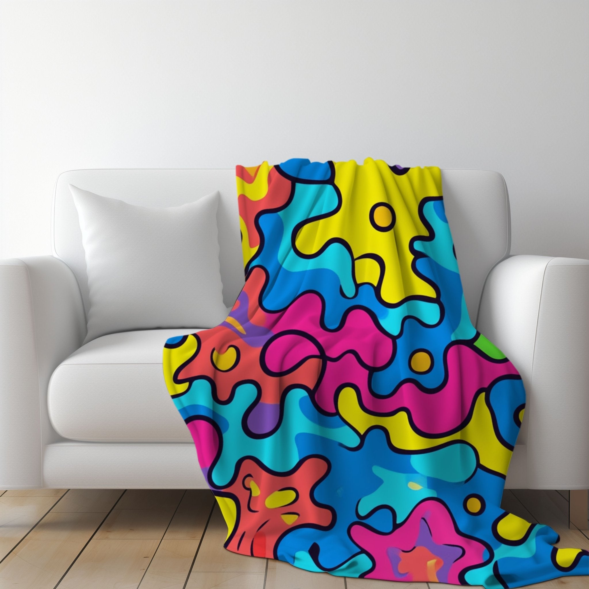 African Inspired Colourful Abstract Art Blanket, Bright Vibrant Pattern Throw Blanket, Unique Bedding Decor, Modern Home Accessory - Craig Michael Design