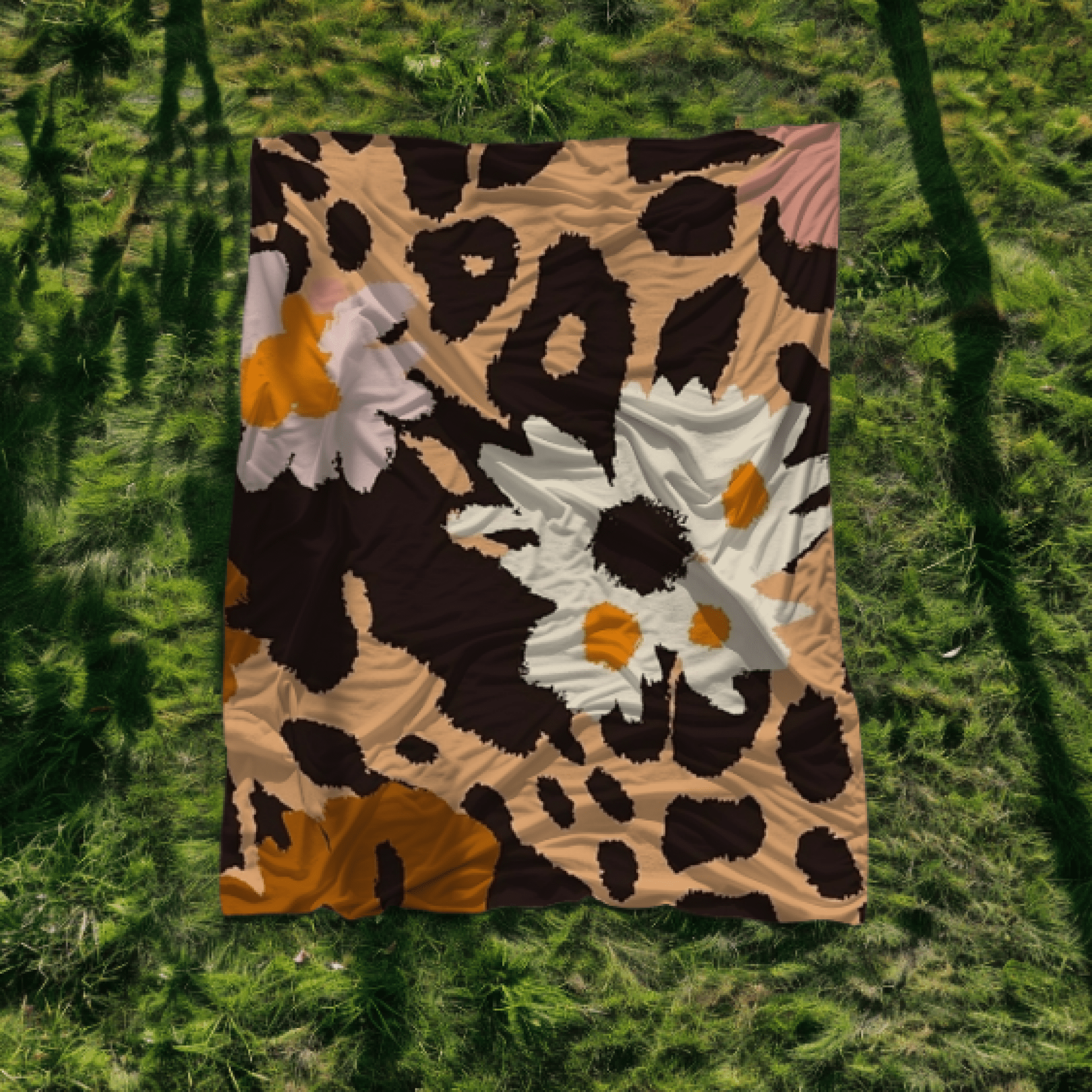 African Inspired Floral Leopard Print Blanket, Cozy Home Decor Accent, Unique Animal and Flower Pattern Throw, Soft Warm Blanket - Craig Michael Design